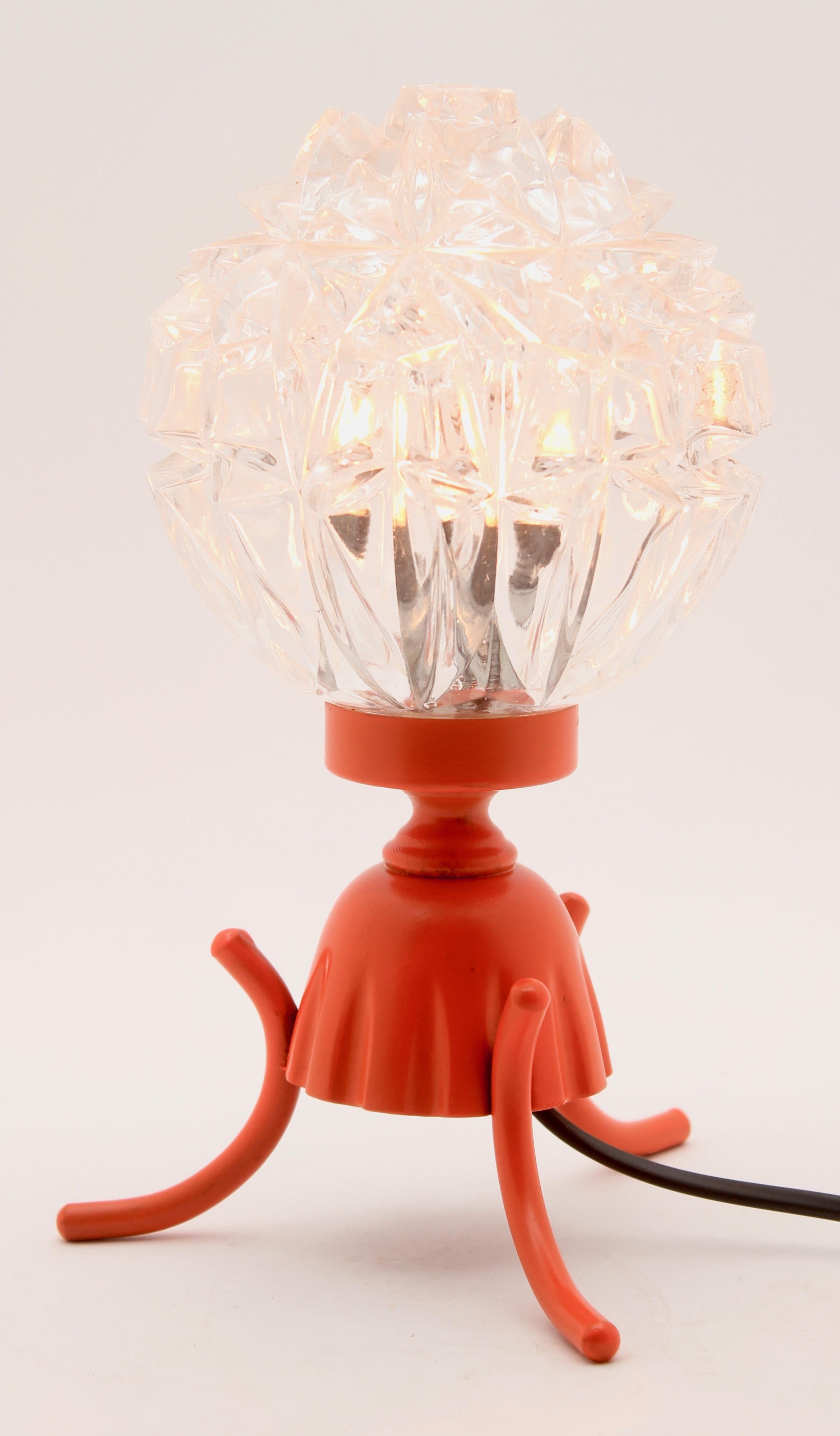 Machine-Made Tangerine Retro Bedside Lamp with Iron Base and Scatter-Light Glass Shade