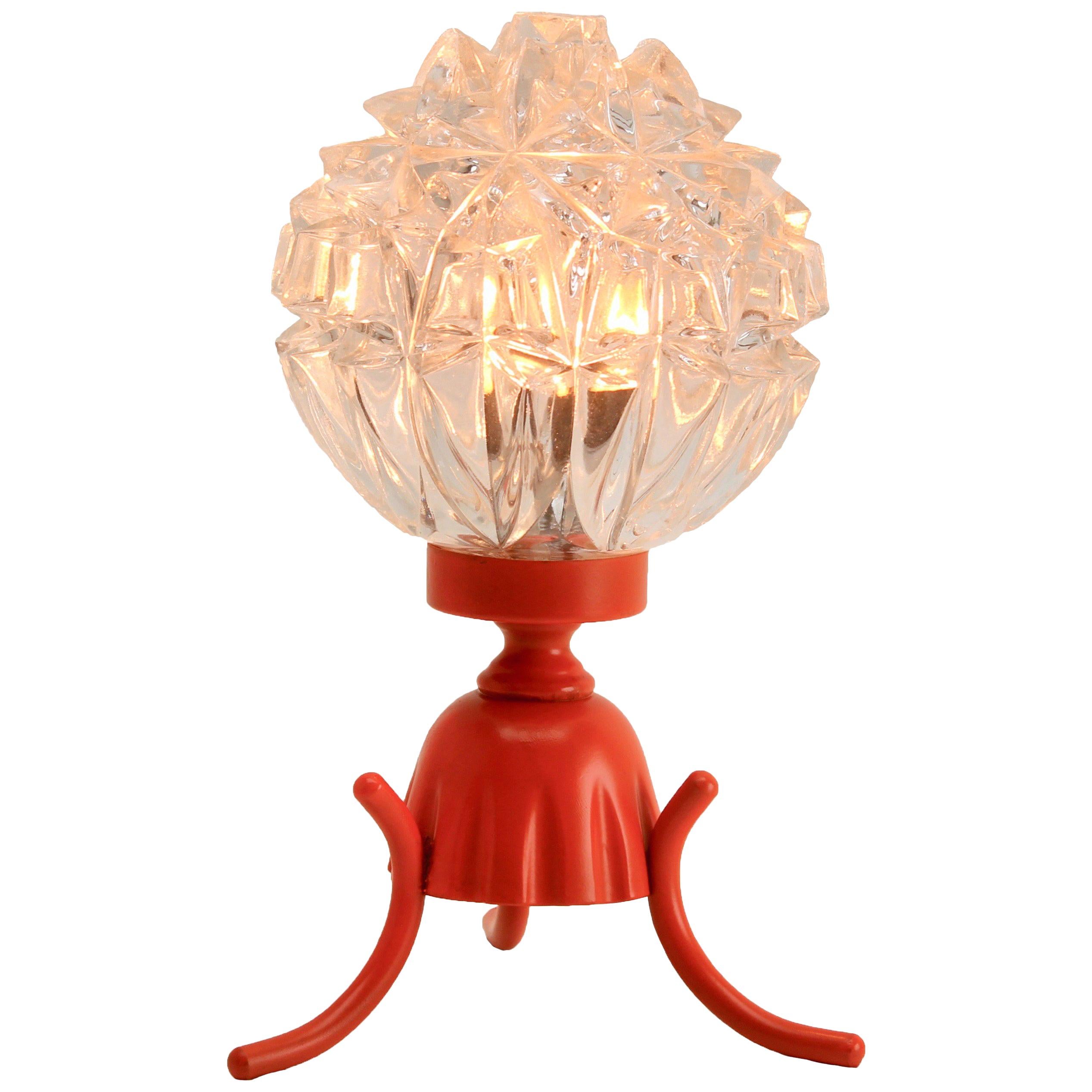 Tangerine Retro Bedside Lamp with Iron Base and Scatter-Light Glass Shade