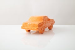 "Tangerine Sunbird" Glazed Ceramic Car Sculpture