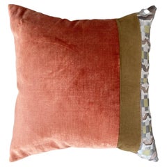 Tangerine Velvet with Saddle Brown Velvet Accent and Grey Silk Feature Fabric