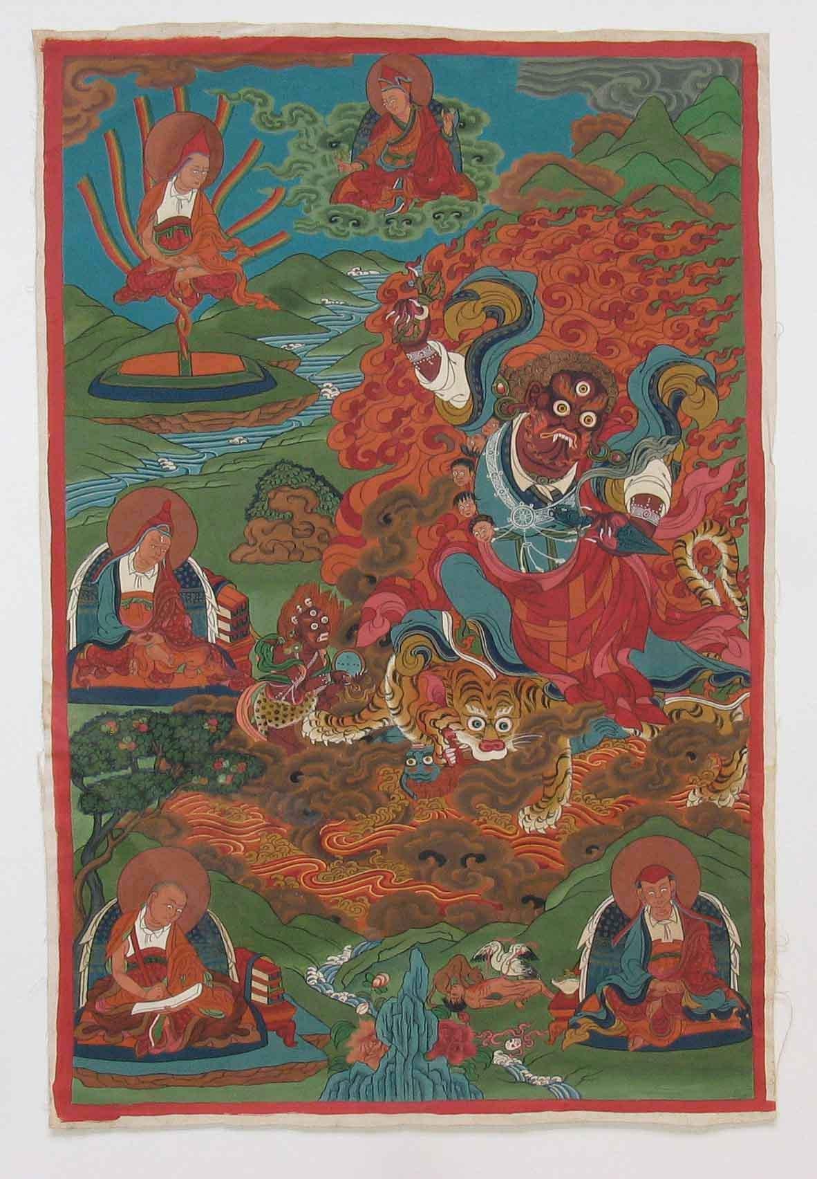 Style international Peinture Tangka des manifestations de Padmasambhava Tibet, 20e siècle  en vente
