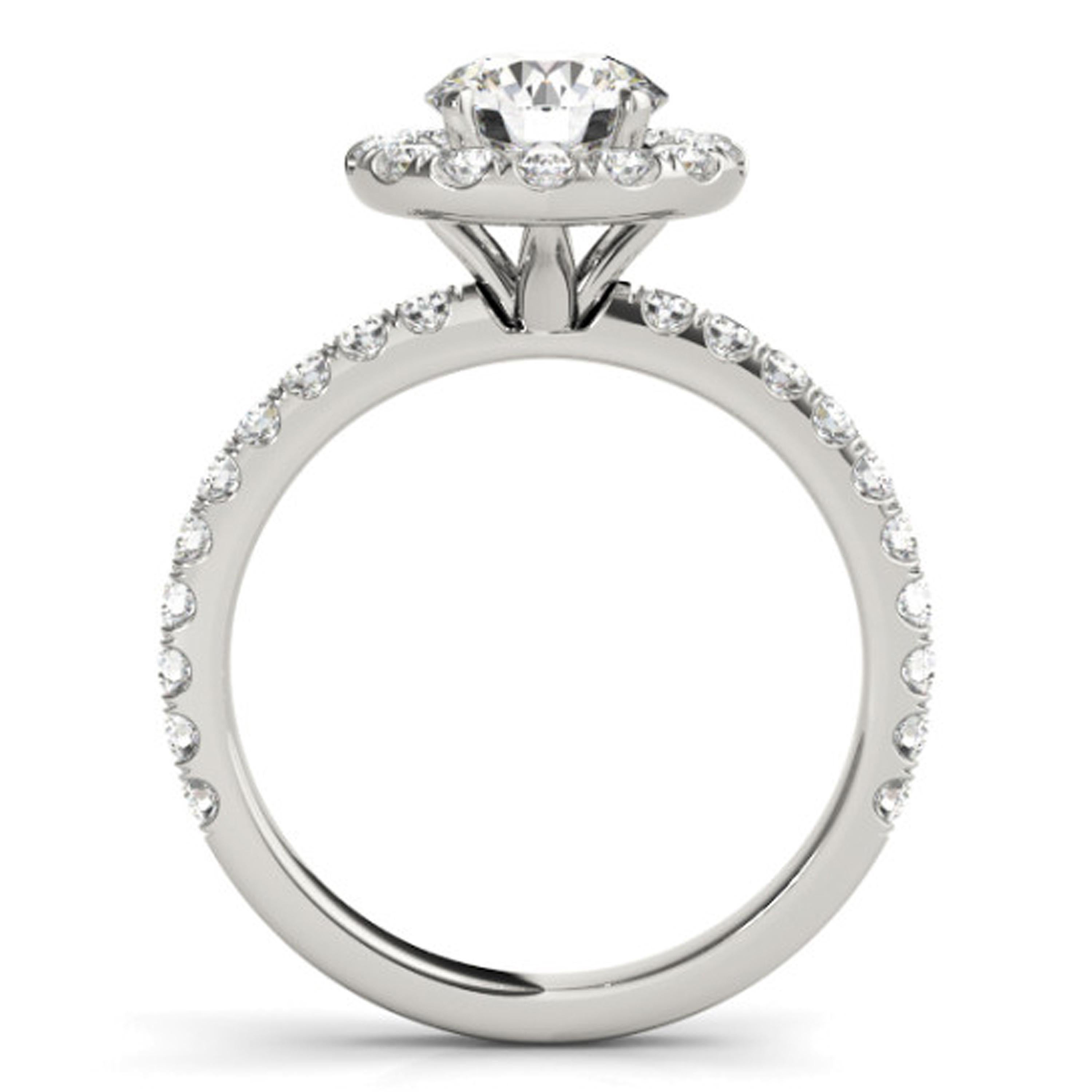 Contemporary Diamonds Halo Accented GIA Certified Round Brilliant Cut Engagement Ring For Sale