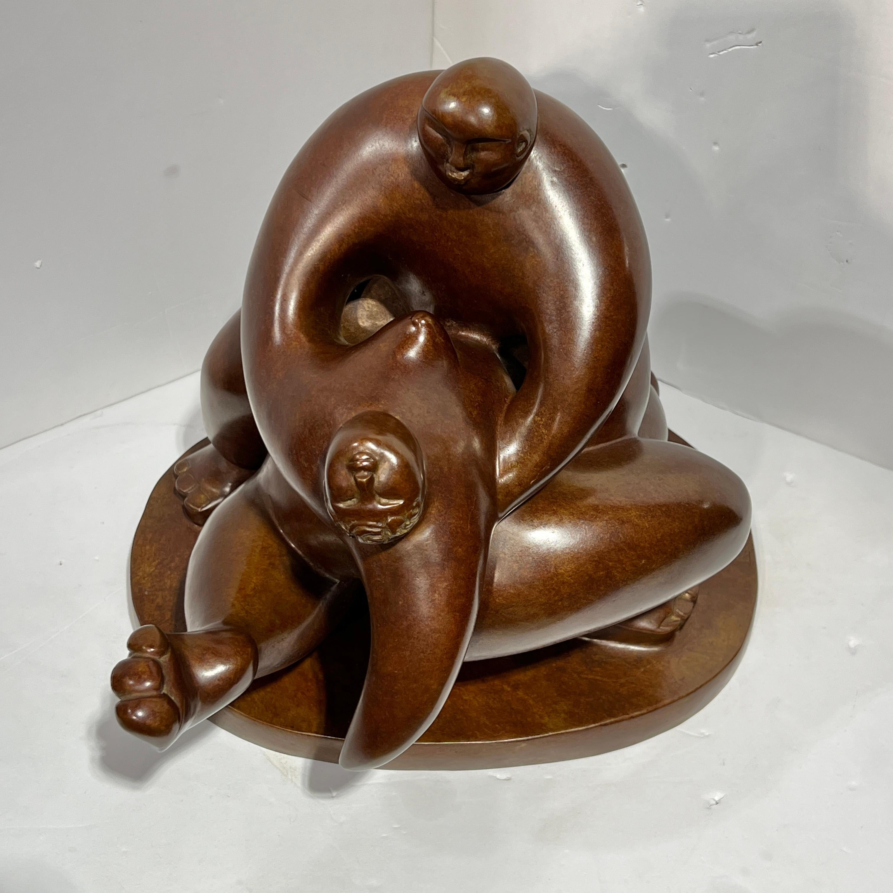 Patinated Tango Figurative Bronze Sculpture by Françoise Abraham For Sale