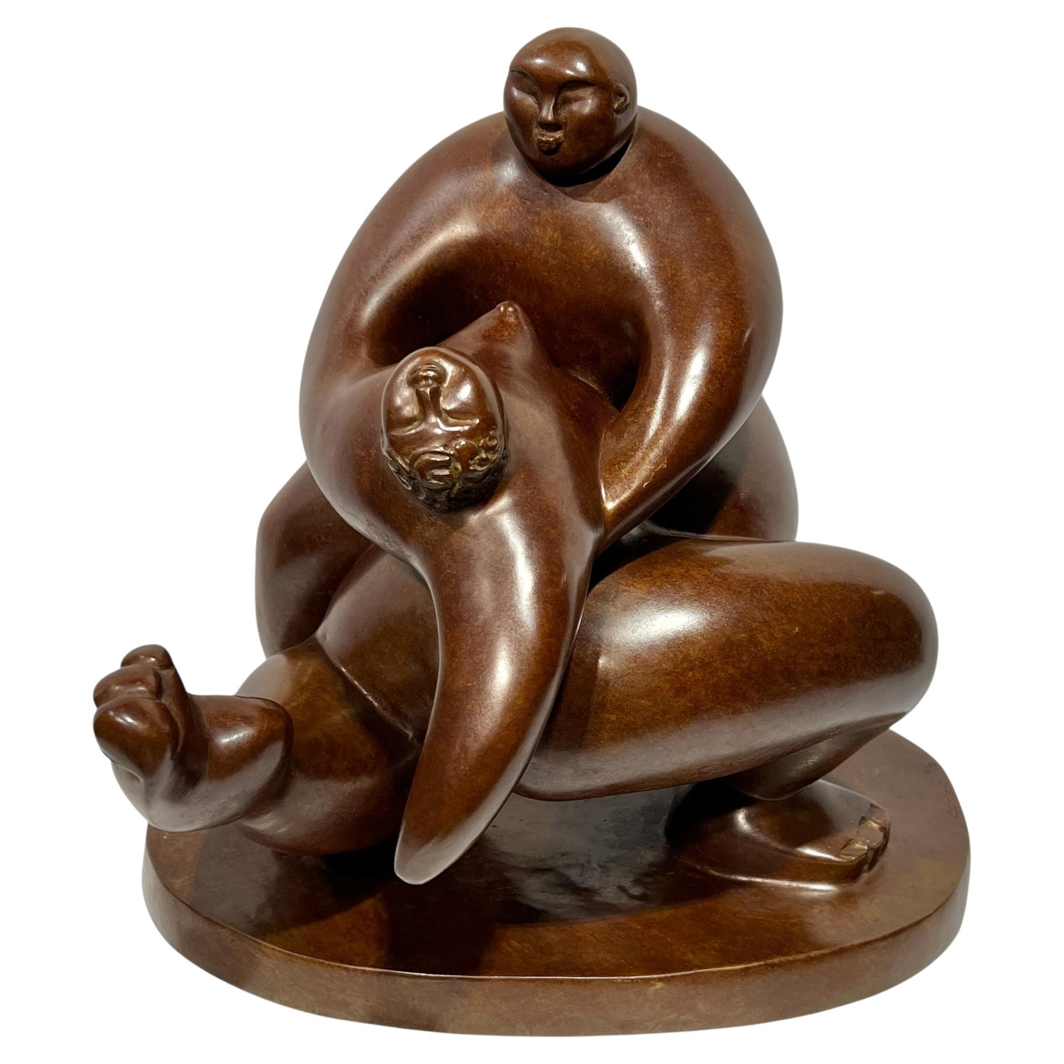Tango Figurative Bronze Sculpture by Françoise Abraham For Sale