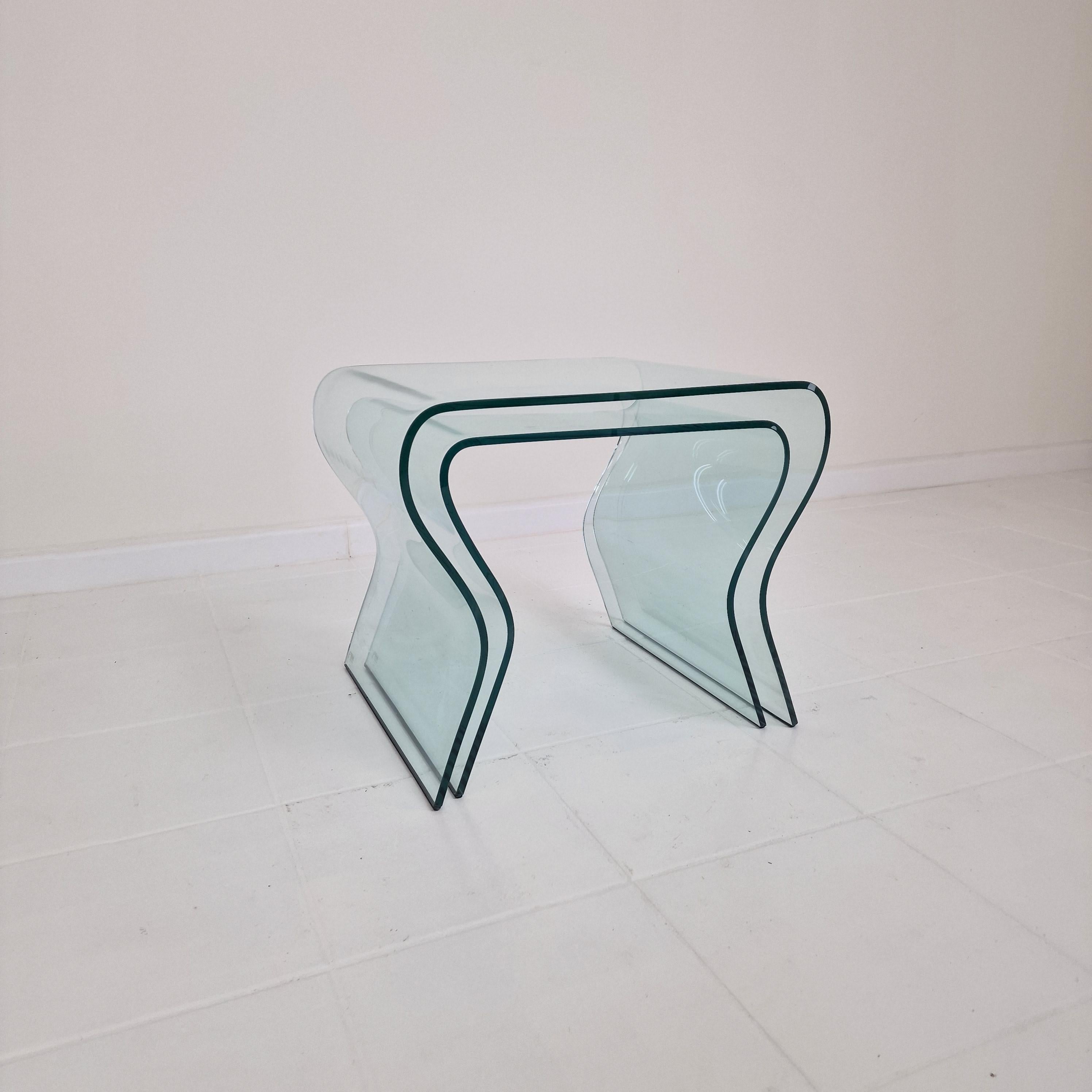 „Tango“ Glas-Stapeltisch-Set aus Glas von Fabio Di Bartolomei für Fiam Italia im Angebot 3