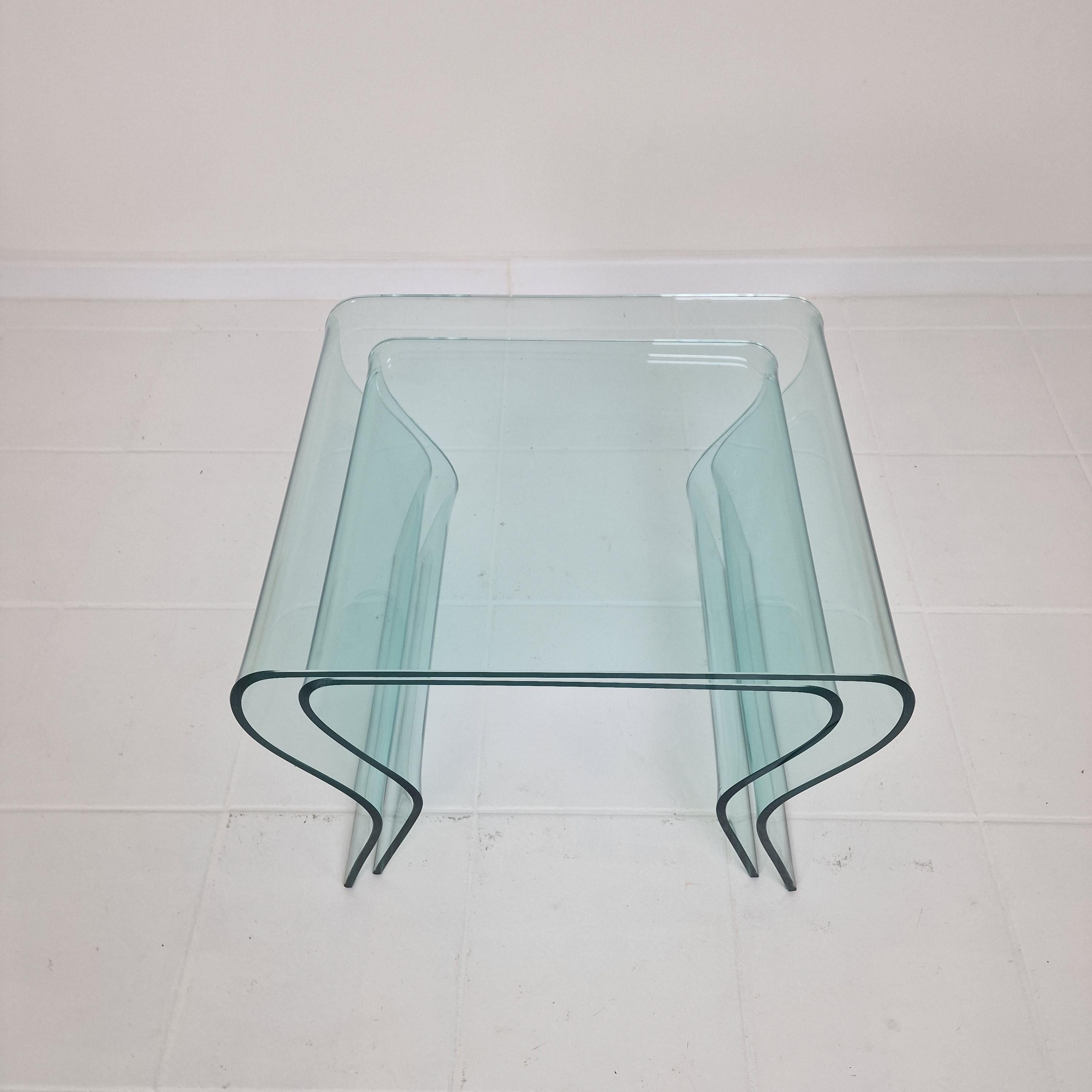 „Tango“ Glas-Stapeltisch-Set aus Glas von Fabio Di Bartolomei für Fiam Italia im Angebot 4