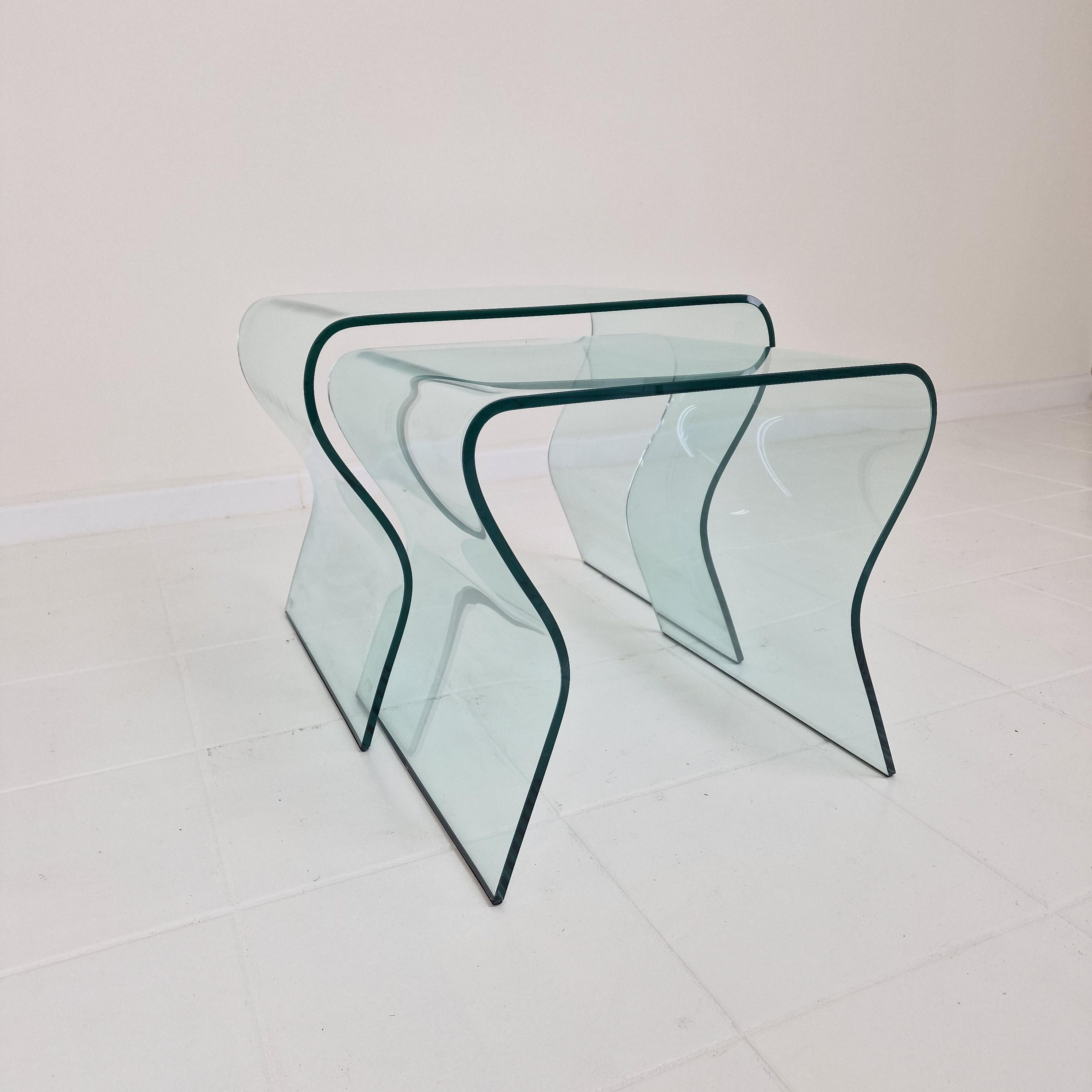 „Tango“ Glas-Stapeltisch-Set aus Glas von Fabio Di Bartolomei für Fiam Italia (Handgefertigt) im Angebot