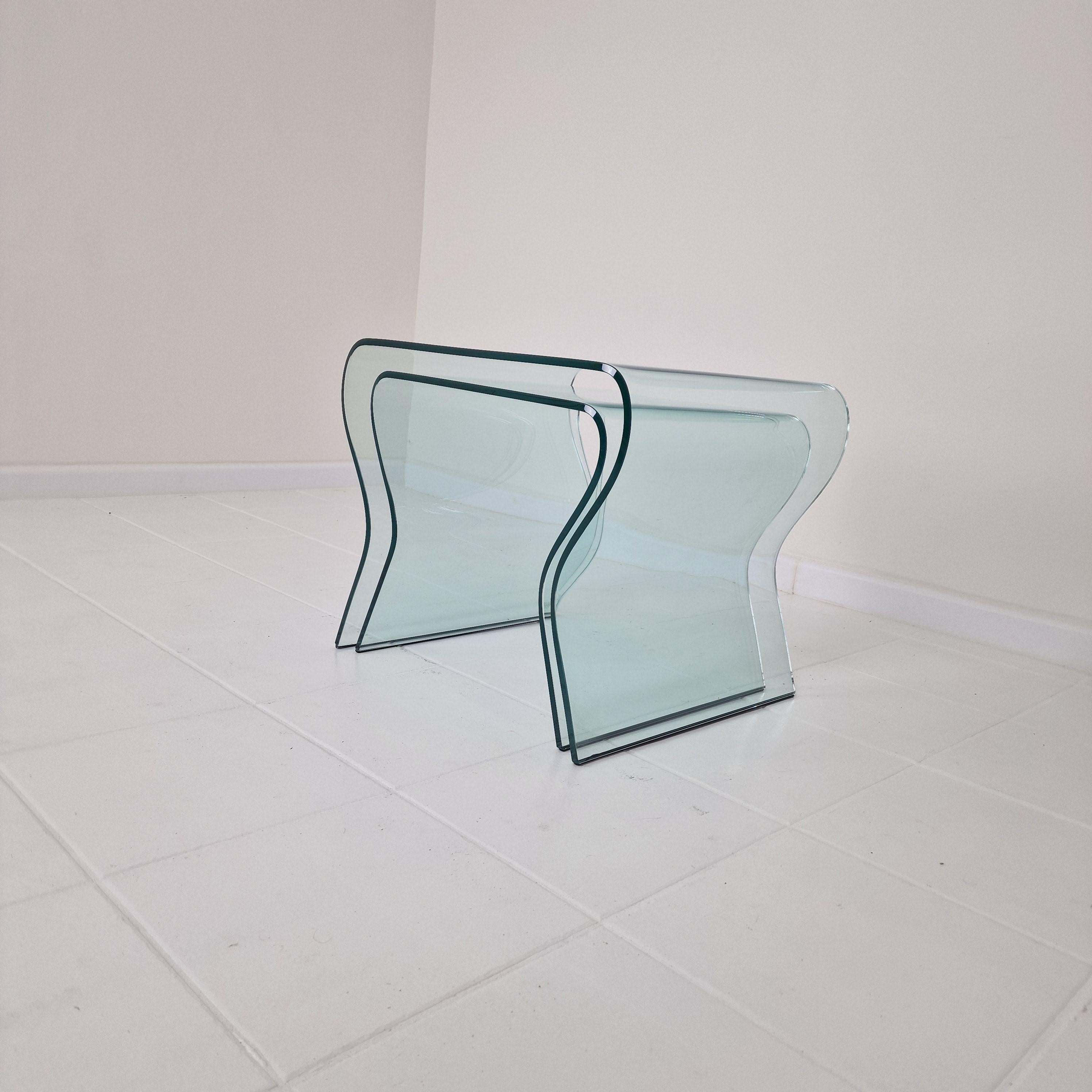 „Tango“ Glas-Stapeltisch-Set aus Glas von Fabio Di Bartolomei für Fiam Italia (Ende des 20. Jahrhunderts) im Angebot