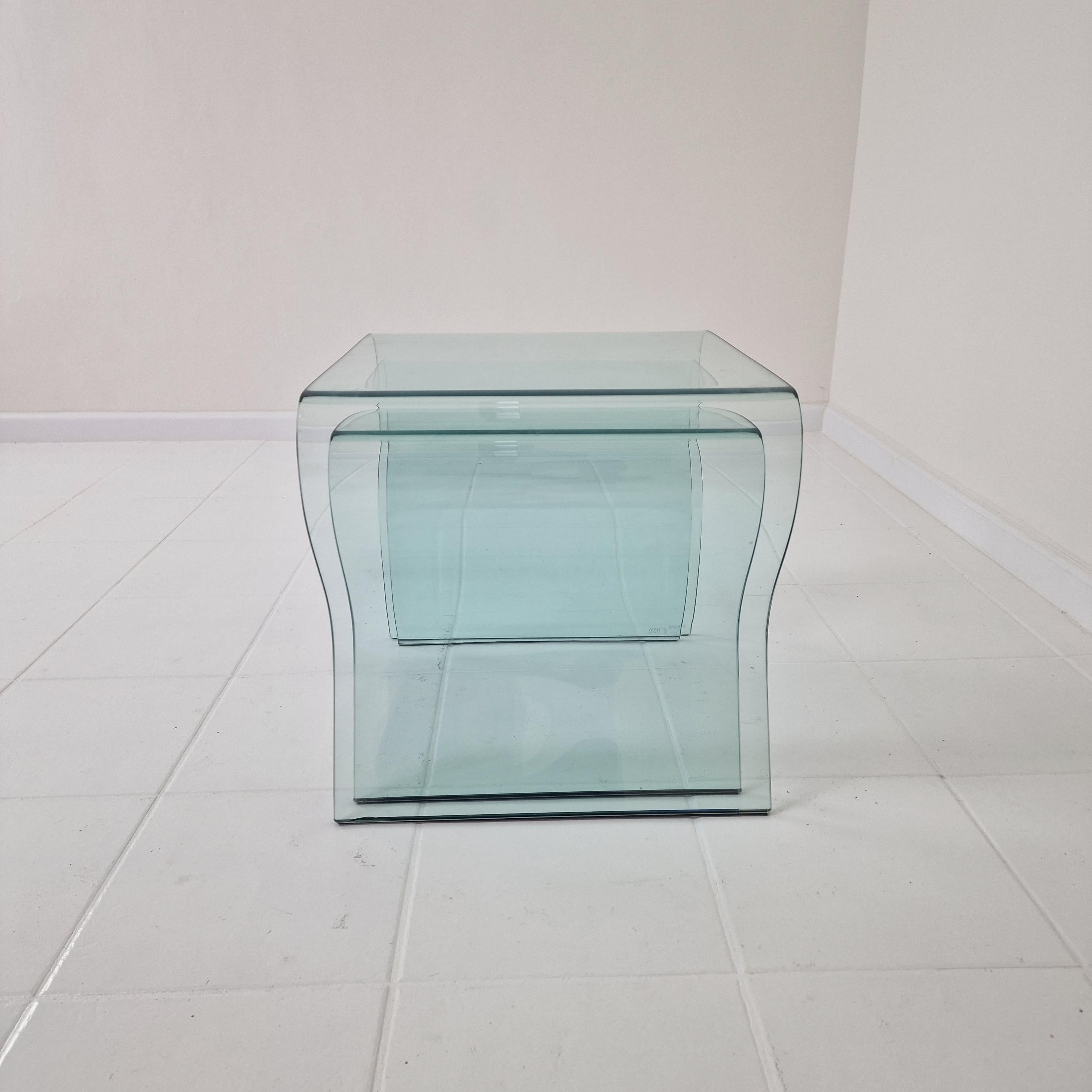 „Tango“ Glas-Stapeltisch-Set aus Glas von Fabio Di Bartolomei für Fiam Italia im Angebot 1