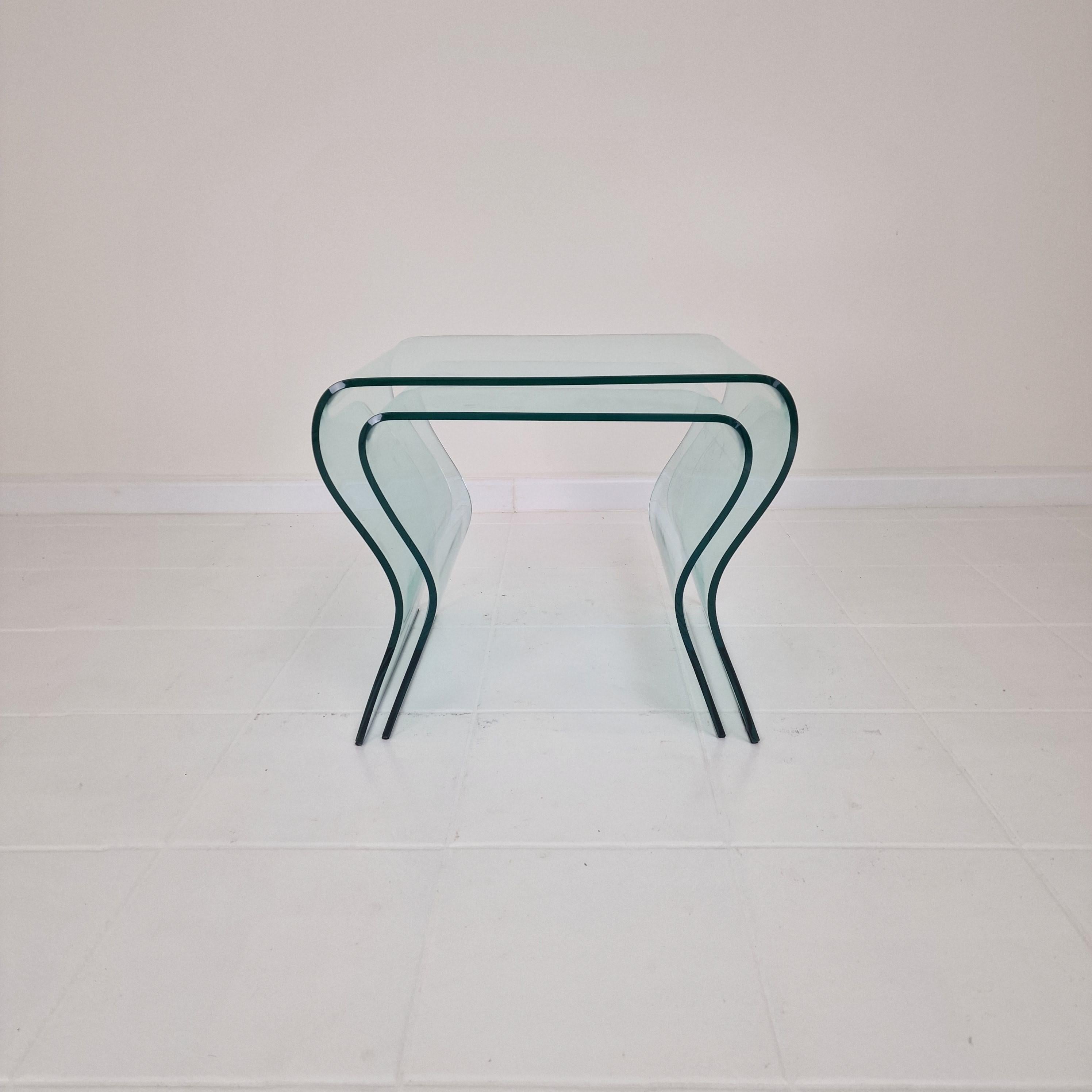 „Tango“ Glas-Stapeltisch-Set aus Glas von Fabio Di Bartolomei für Fiam Italia im Angebot 2