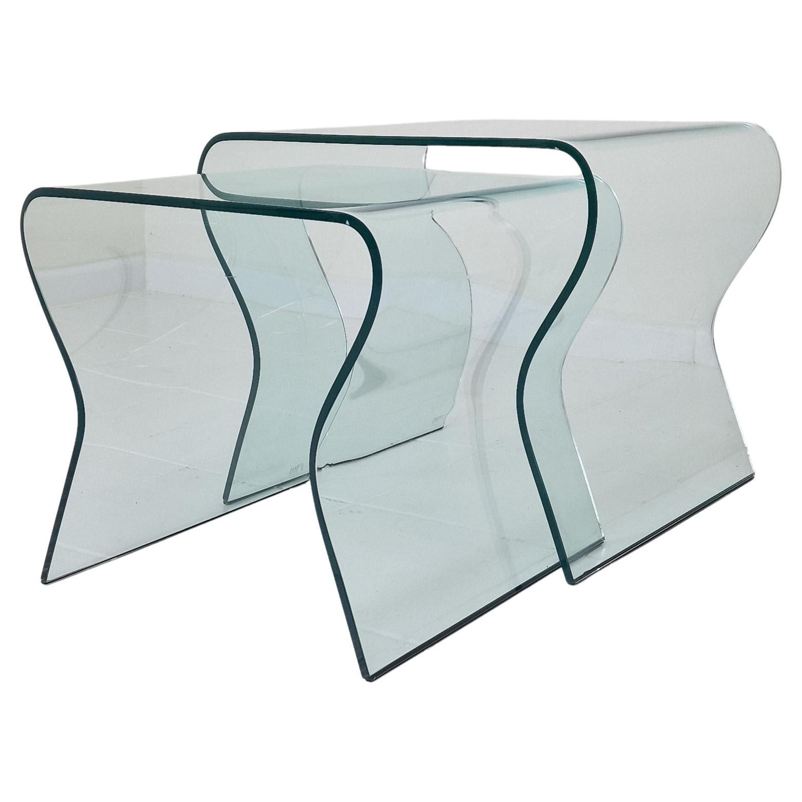 "Tango" Glass Nesting Table Set by Fabio Di Bartolomei for Fiam Italia