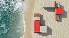 Sistema di sedute modulari "Tangram", tappezzeria Loro Piana, fatto a mano in Italia