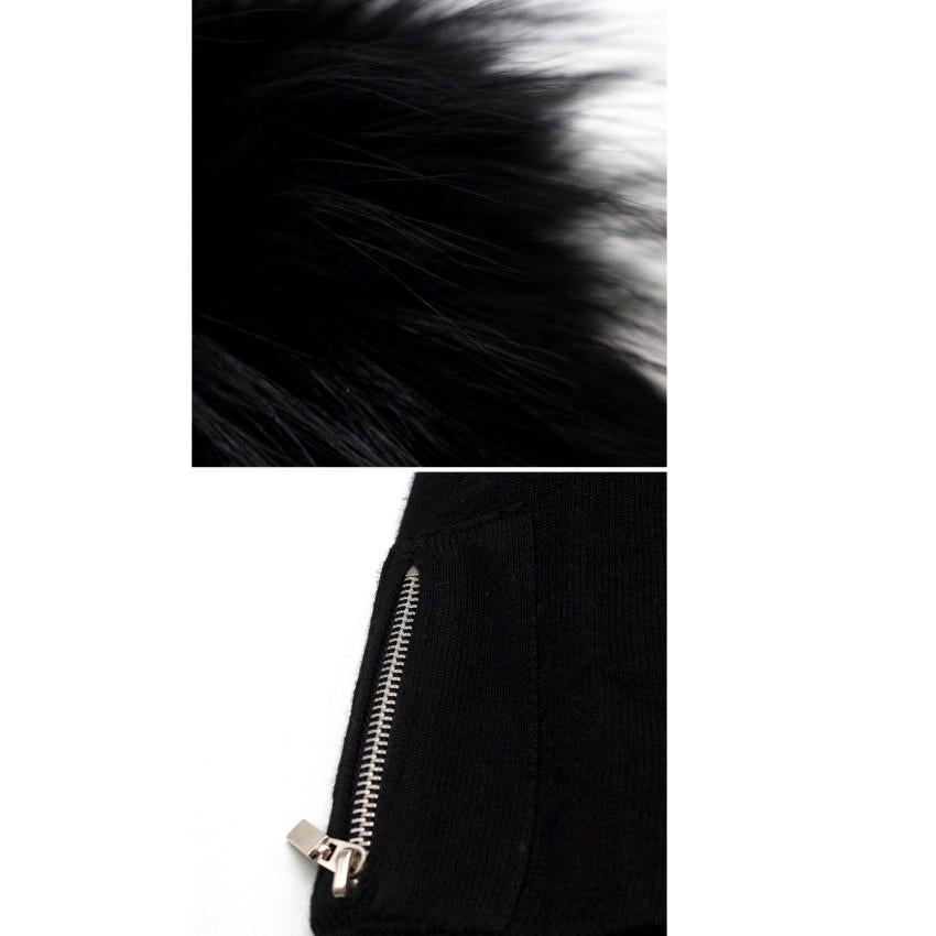 Tania Black Cashmere Cardigan with Fox Fur Collar US 10 1