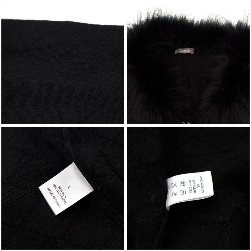 Tania Black Cashmere Cardigan with Fox Fur Collar US 10 2