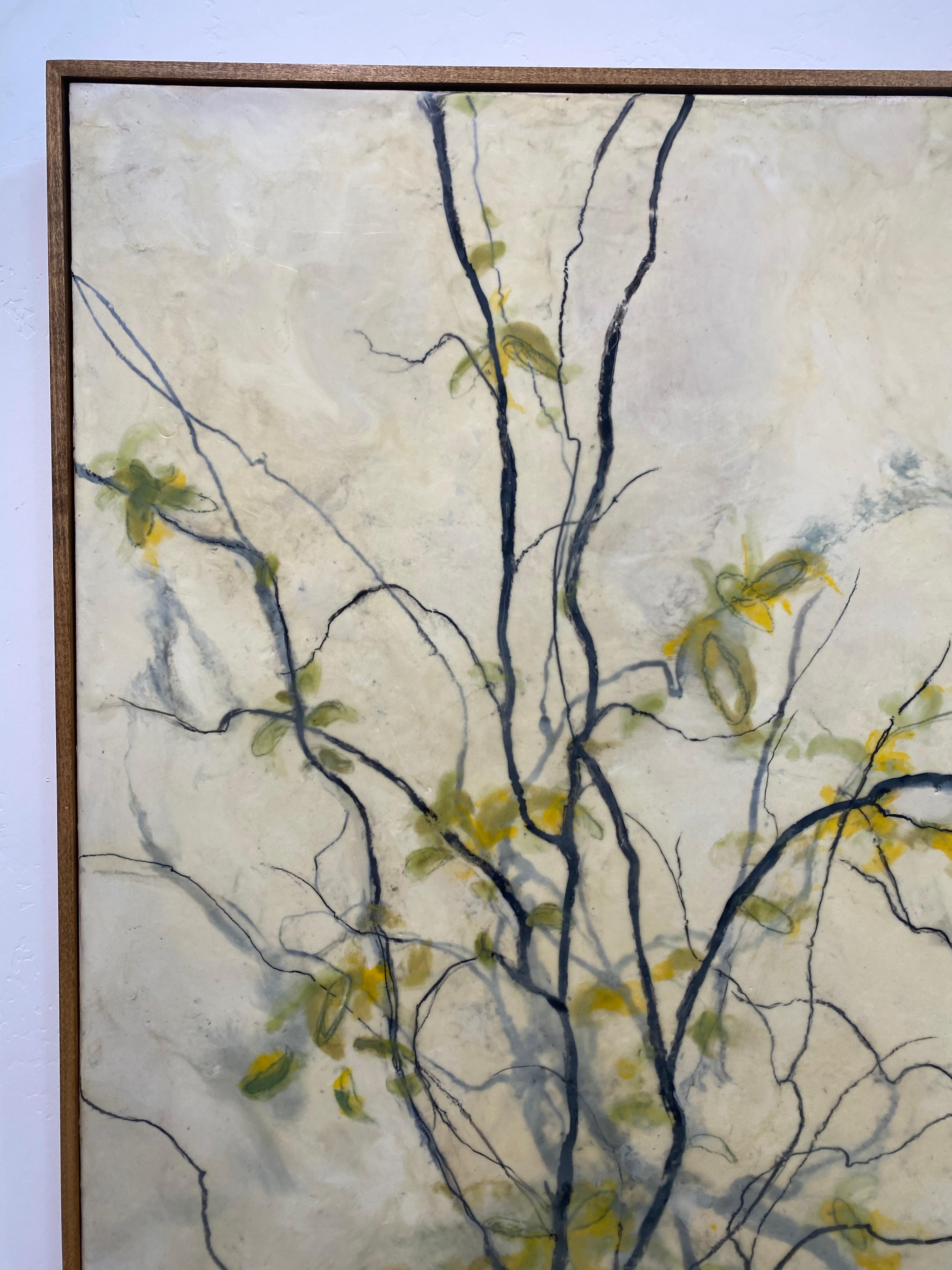 Branches, abstract landscape encaustic painting - Painting by Tania Dibbs