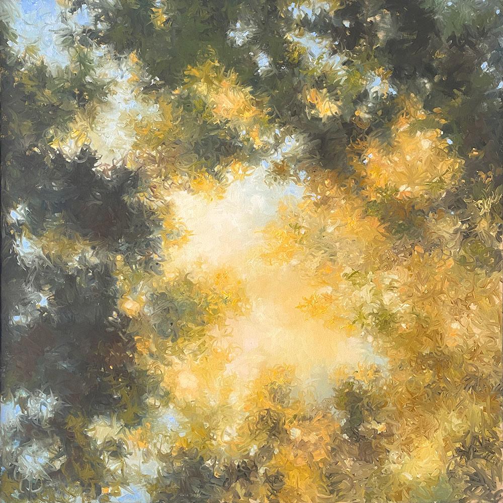 Tania Dibbs Abstract Painting – „Connections“, Ölfarbe, zeitgenössische, abstrakte Landschaft, 2022