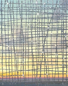 "Constelación", pintura al óleo, purpurina, contemporáneo,  paisaje abstracto, 2022