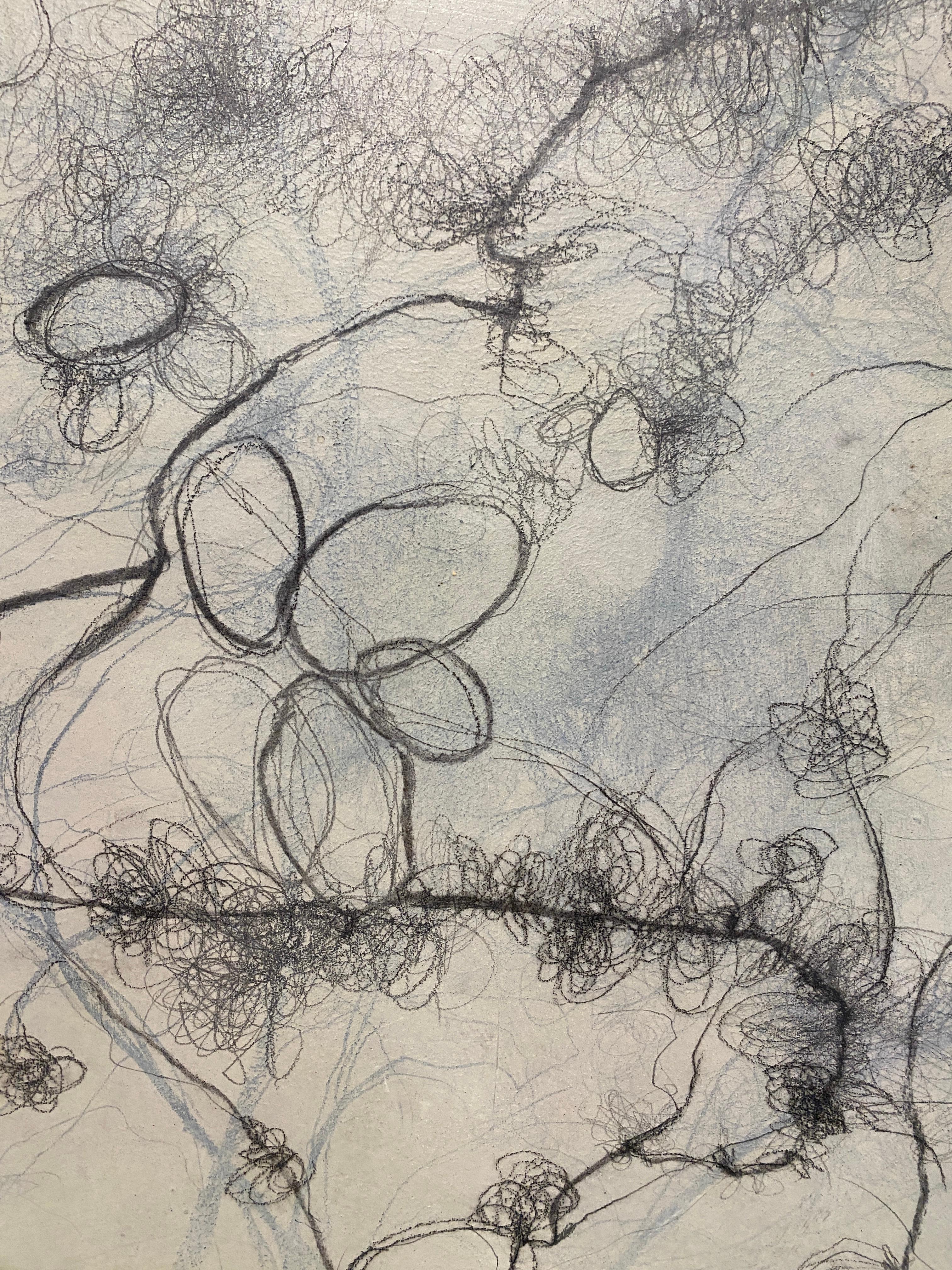 Entangled, abstract, contemporary, black and white, drawing, painting - Abstract Painting by Tania Dibbs