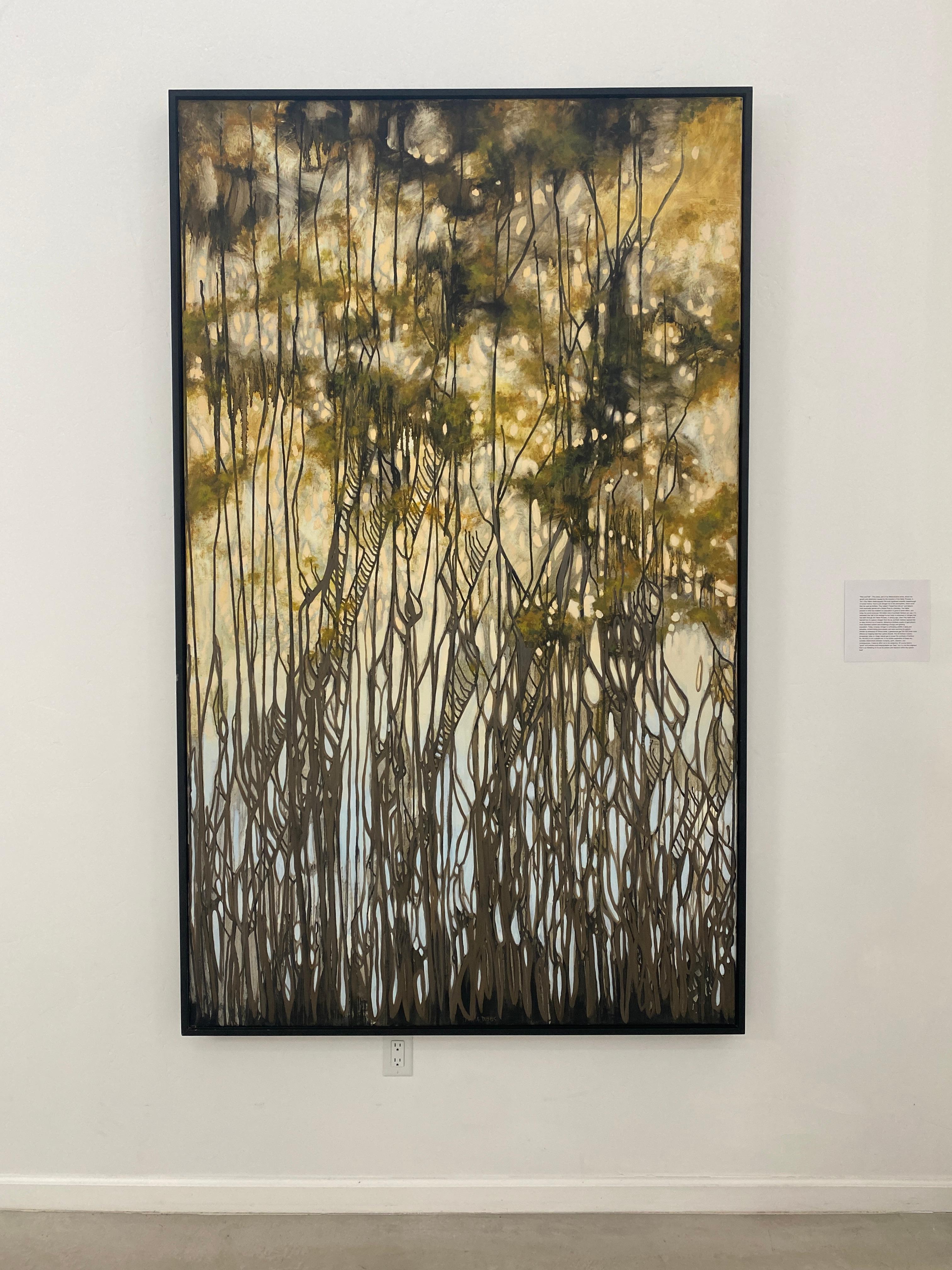 Pittura ad olio di paesaggio astratto e fratturato, formato grande - Painting di Tania Dibbs