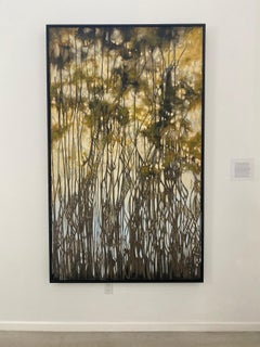Fractured, abstract landscape oil painting, large format