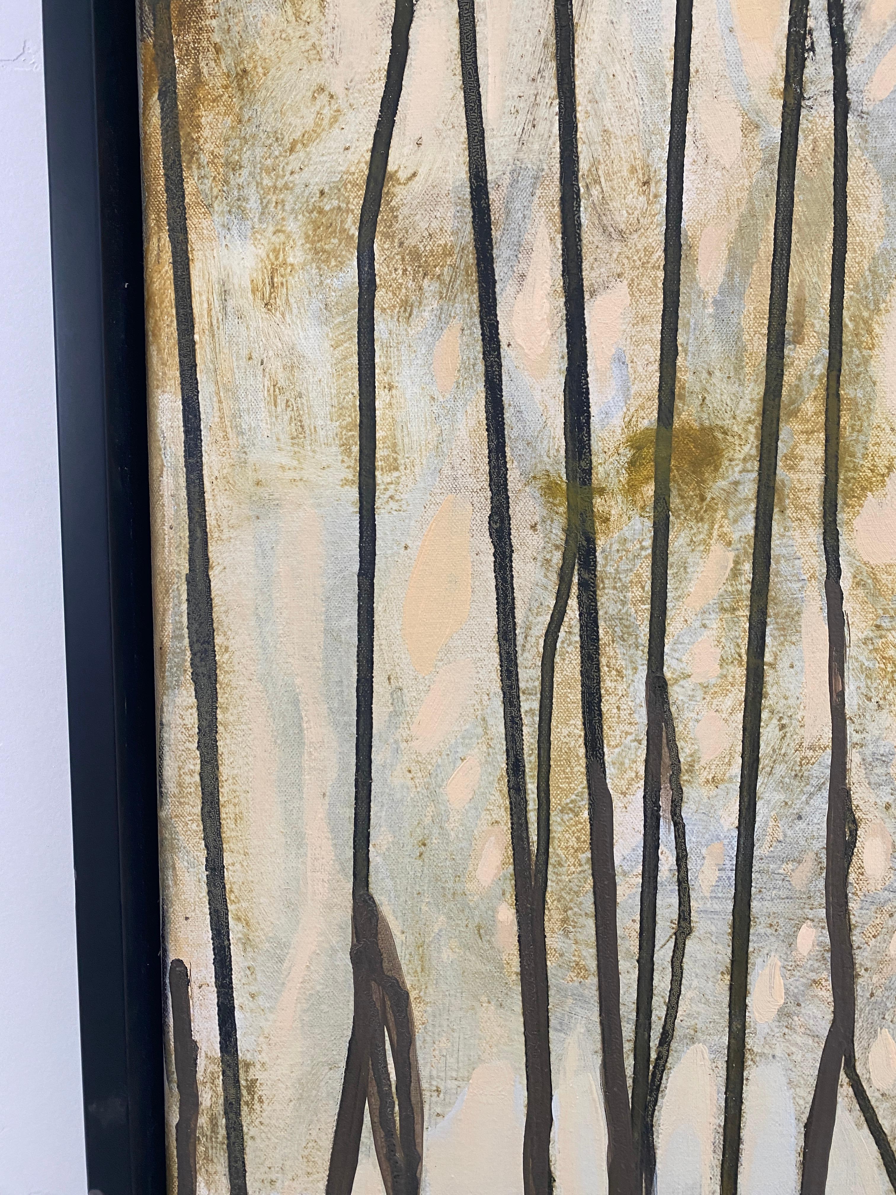 Pittura ad olio di paesaggio astratto e fratturato, formato grande - Painting Astratto di Tania Dibbs