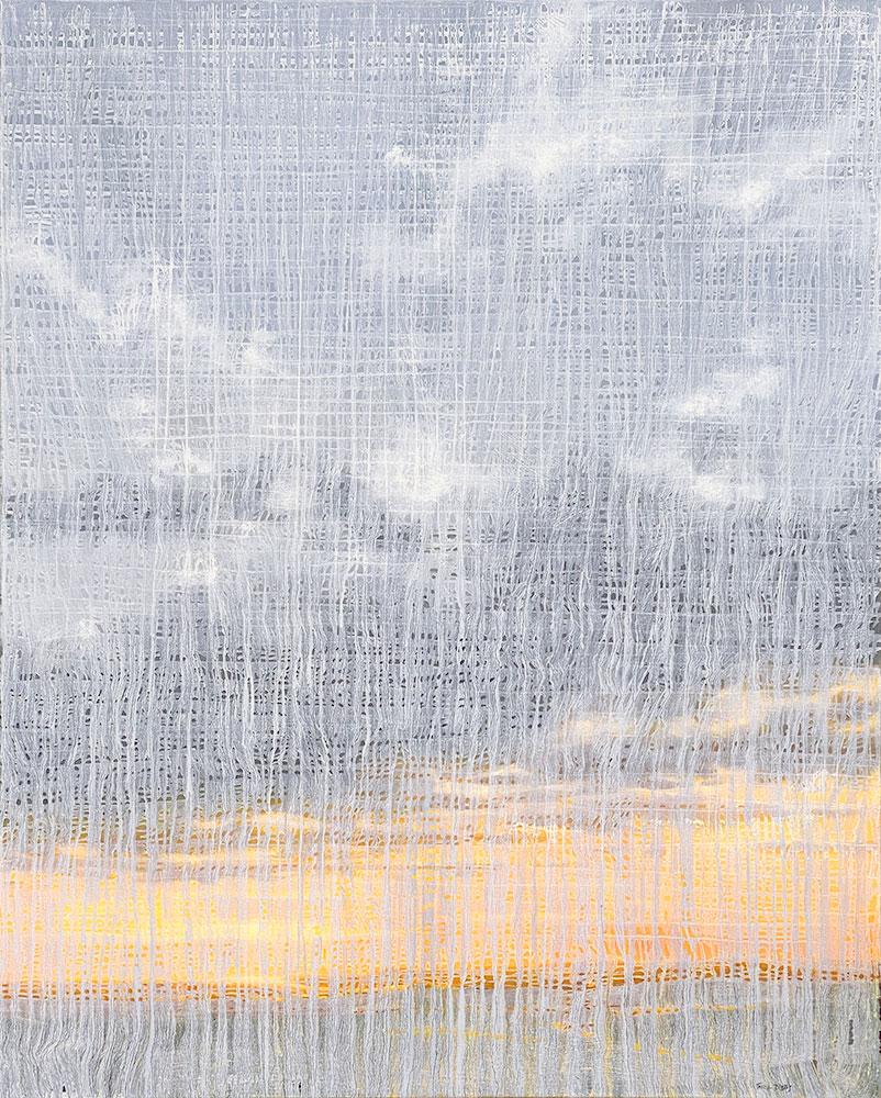 Landscape Painting di Tania Dibbs - "Cielo che si allenta", pittura a olio, paesaggio astratto contemporaneo, 2021