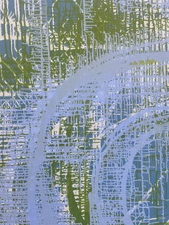 Microchipped Planet, abstract, contemporary, geometric, oil painting