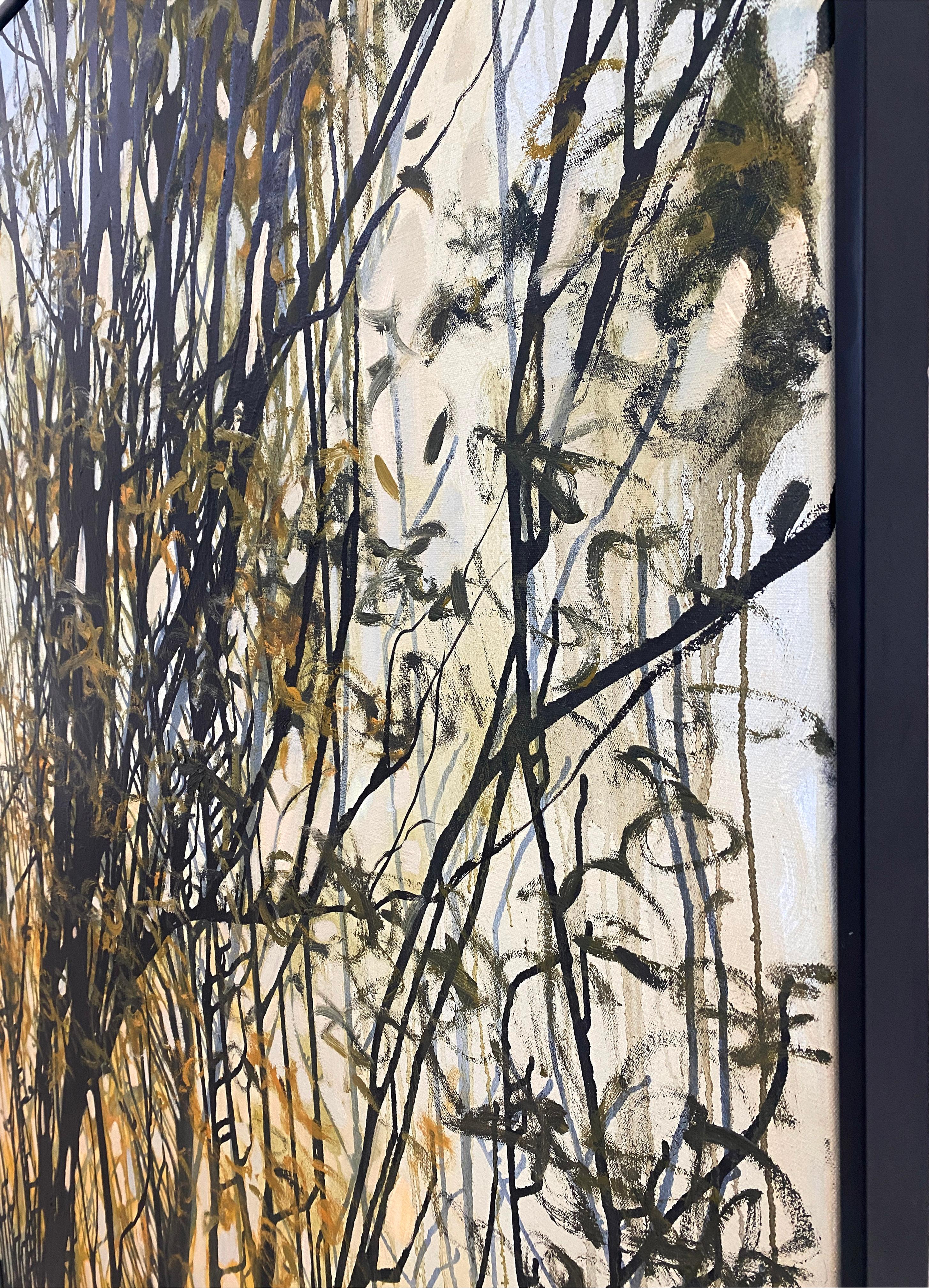 My Own Enemy II, abstraktes Landschaftsgemälde, Ölgemälde (Beige), Landscape Painting, von Tania Dibbs