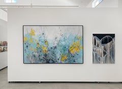 "Wildflowers", large modern abstract floral landscape painting, mixed media