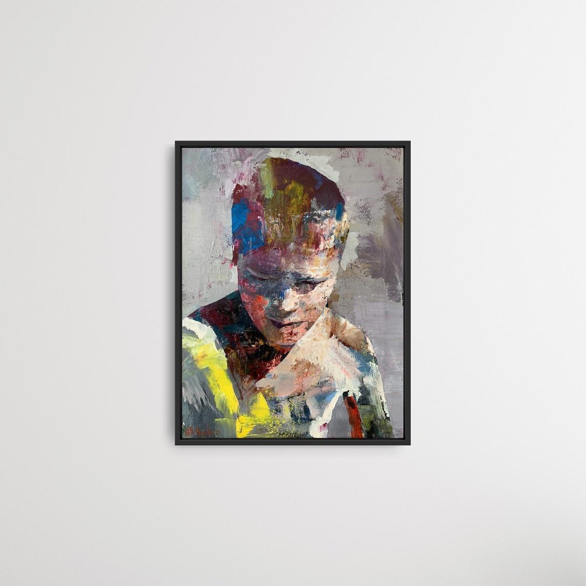 Ein Junge - Zeitgenössische Europäische Kunst, Öl auf Leinwand, farbenfroh, figurativ 3