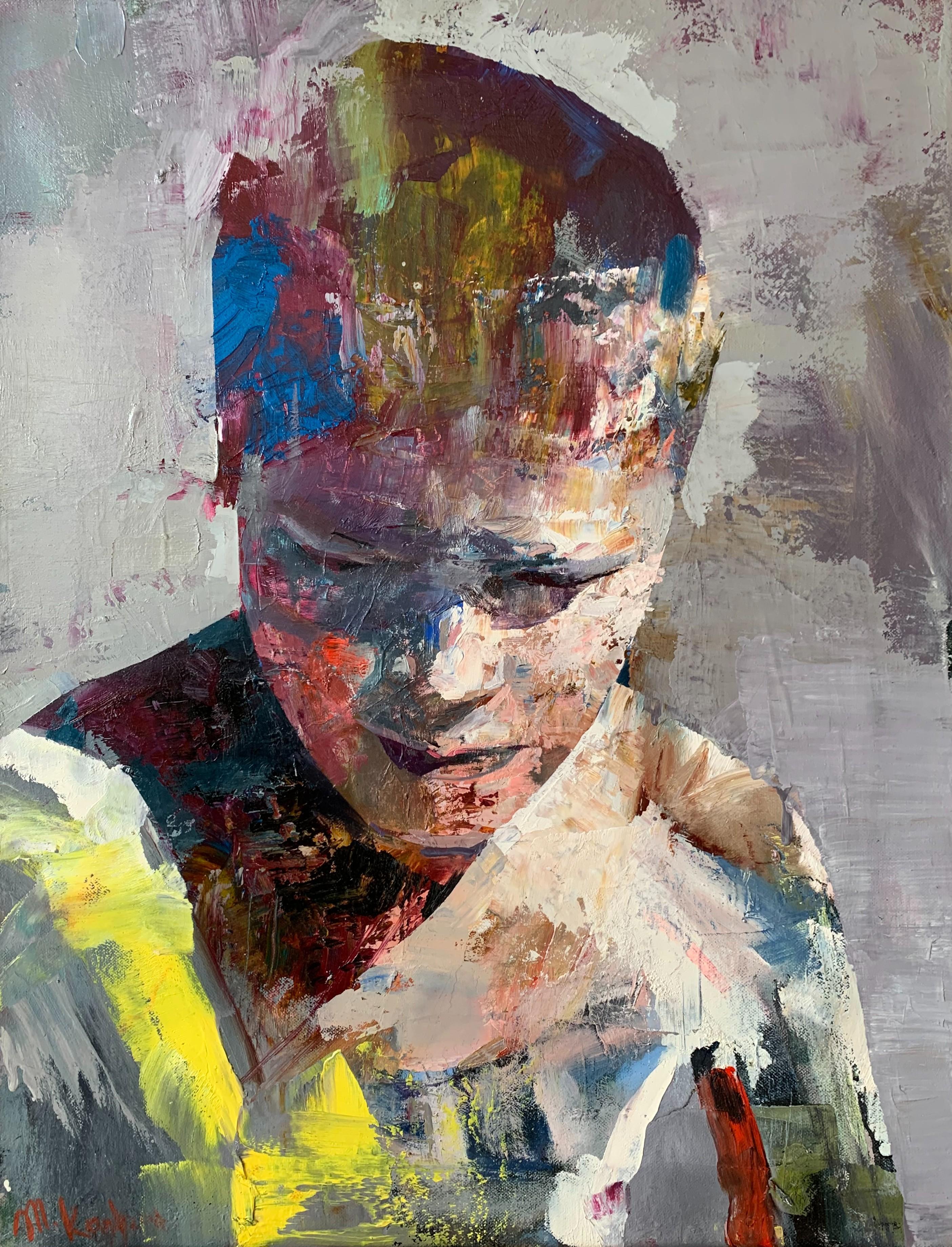 Tania Kandracienka Portrait Painting - A Boy - Contemporary European Art, Oil on Canvas Painting, Colorful, Figurative