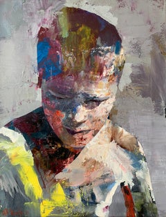 Ein Junge - Zeitgenössische Europäische Kunst, Öl auf Leinwand, farbenfroh, figurativ