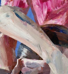 The Mask - Contemporary European Art Figurative Oil on Canvas Colorful Painting