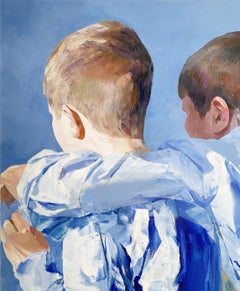 Two - Contemporary European Art Figurative Oil on Canvas Colorful Painting