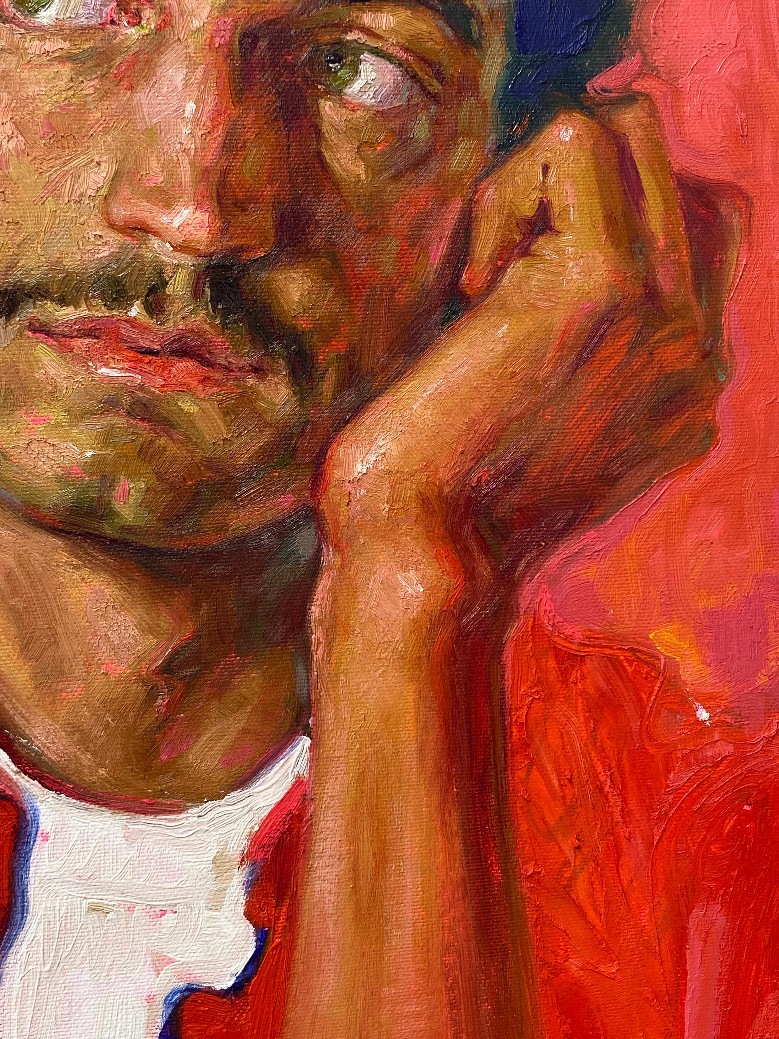 Baker- Miller Pink- Retrato contemporáneo del siglo XXI - Figurative Painting Rojo de Tania Rivilis