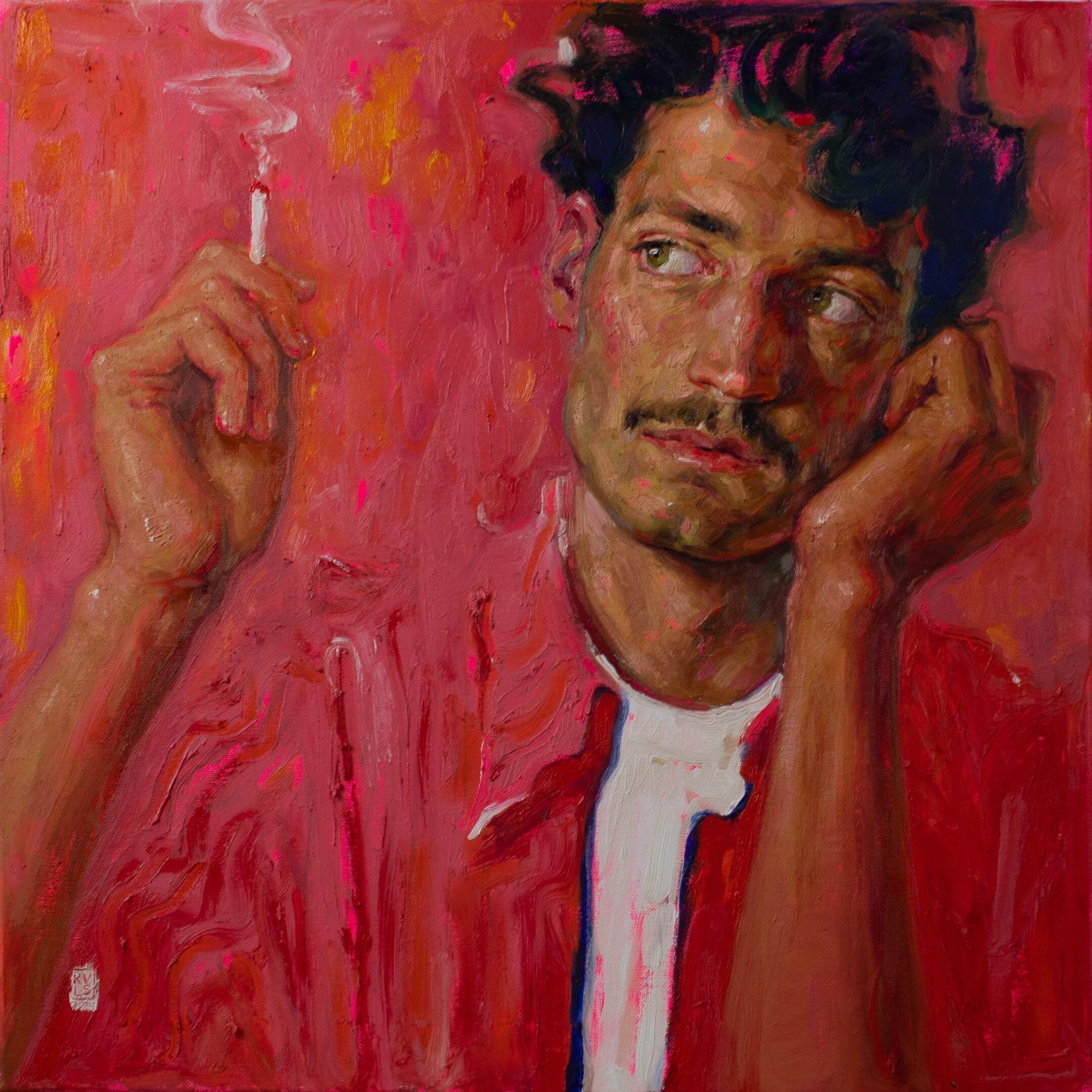 Figurative Painting de Tania Rivilis - Baker- Miller Pink- Retrato contemporáneo del siglo XXI