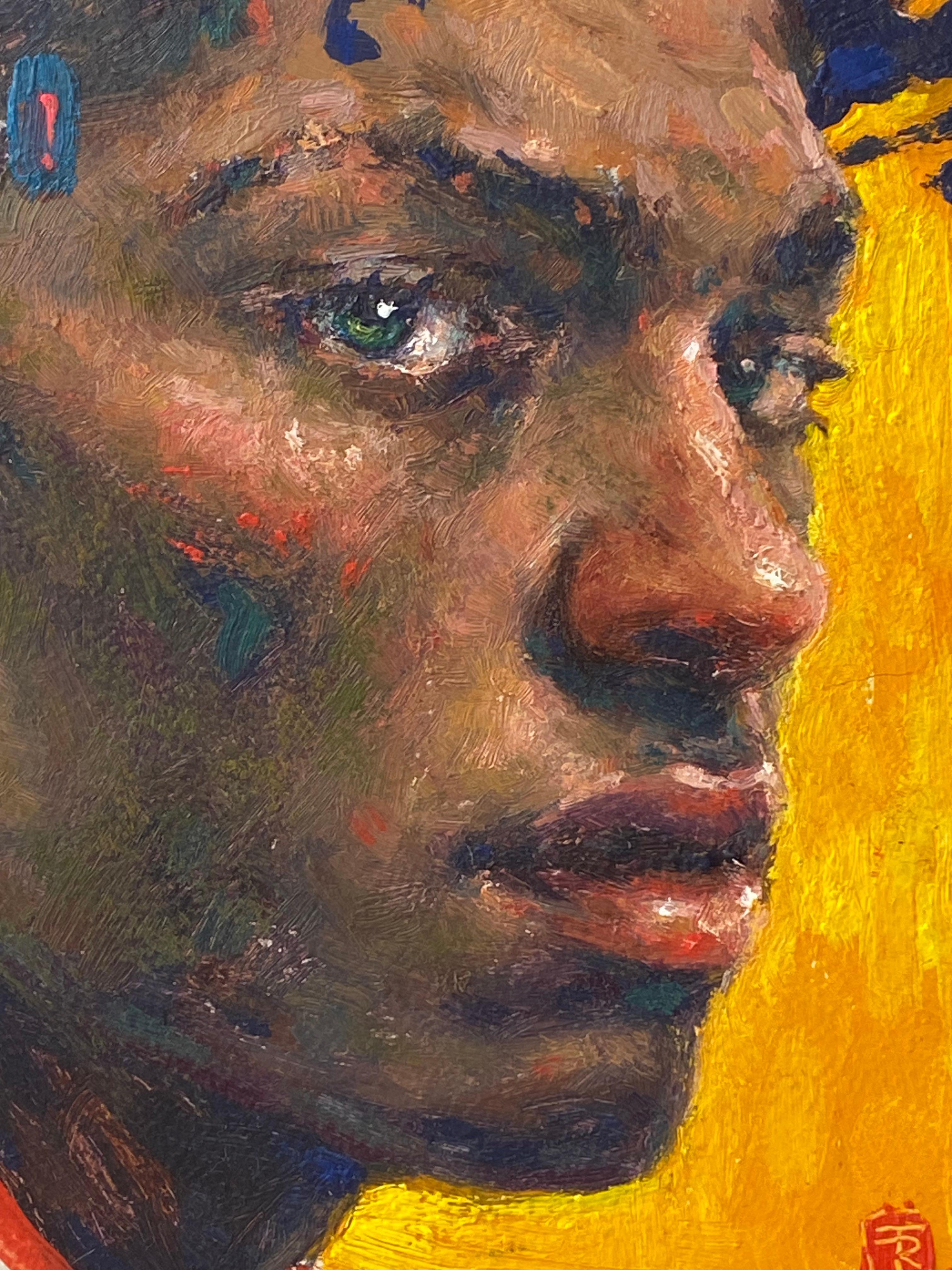 Conversaciones- Siglo XXI Retrato contemporáneo Pintura de un hombre - Painting Contemporáneo de Tania Rivilis
