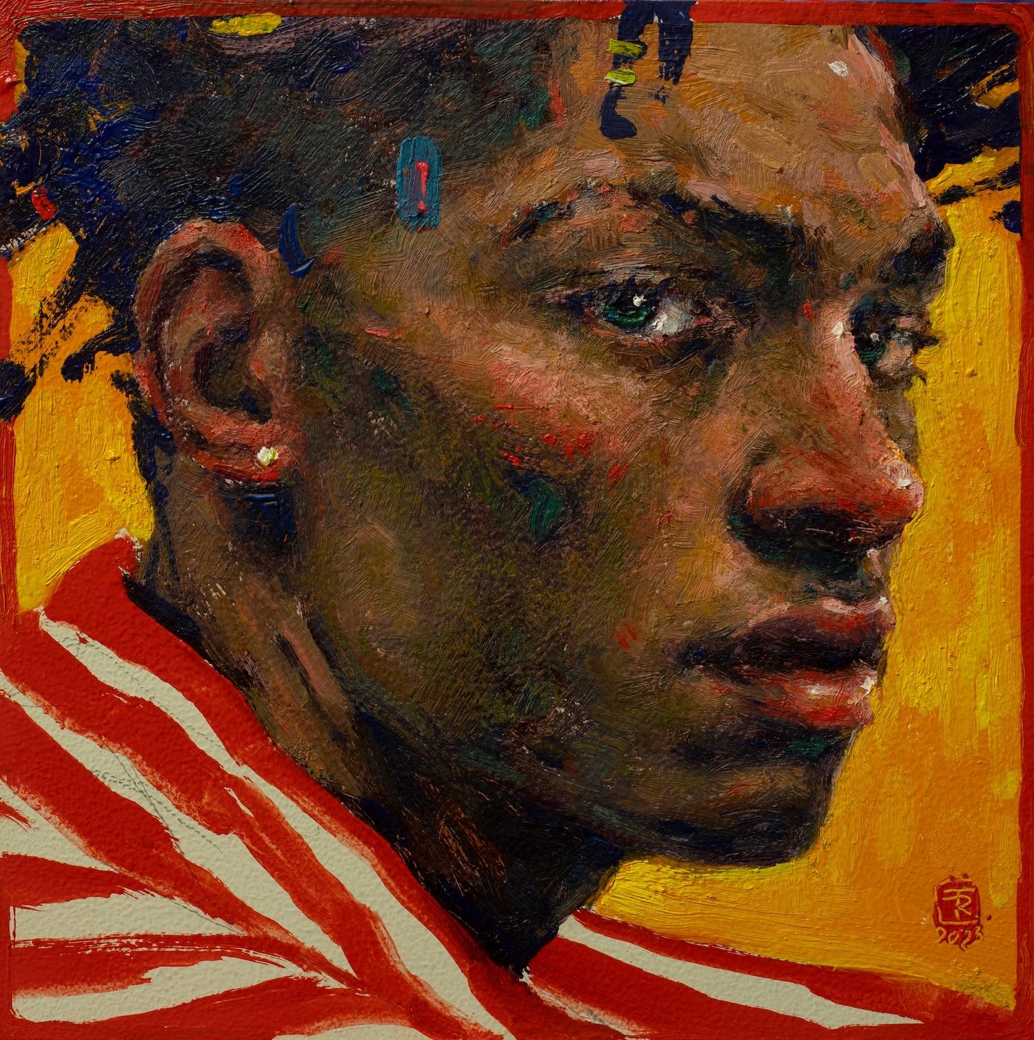Portrait Painting de Tania Rivilis - Conversaciones- Siglo XXI Retrato contemporáneo Pintura de un hombre