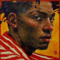 Conversations- 21st Century Contemporary portrait Painting of a man