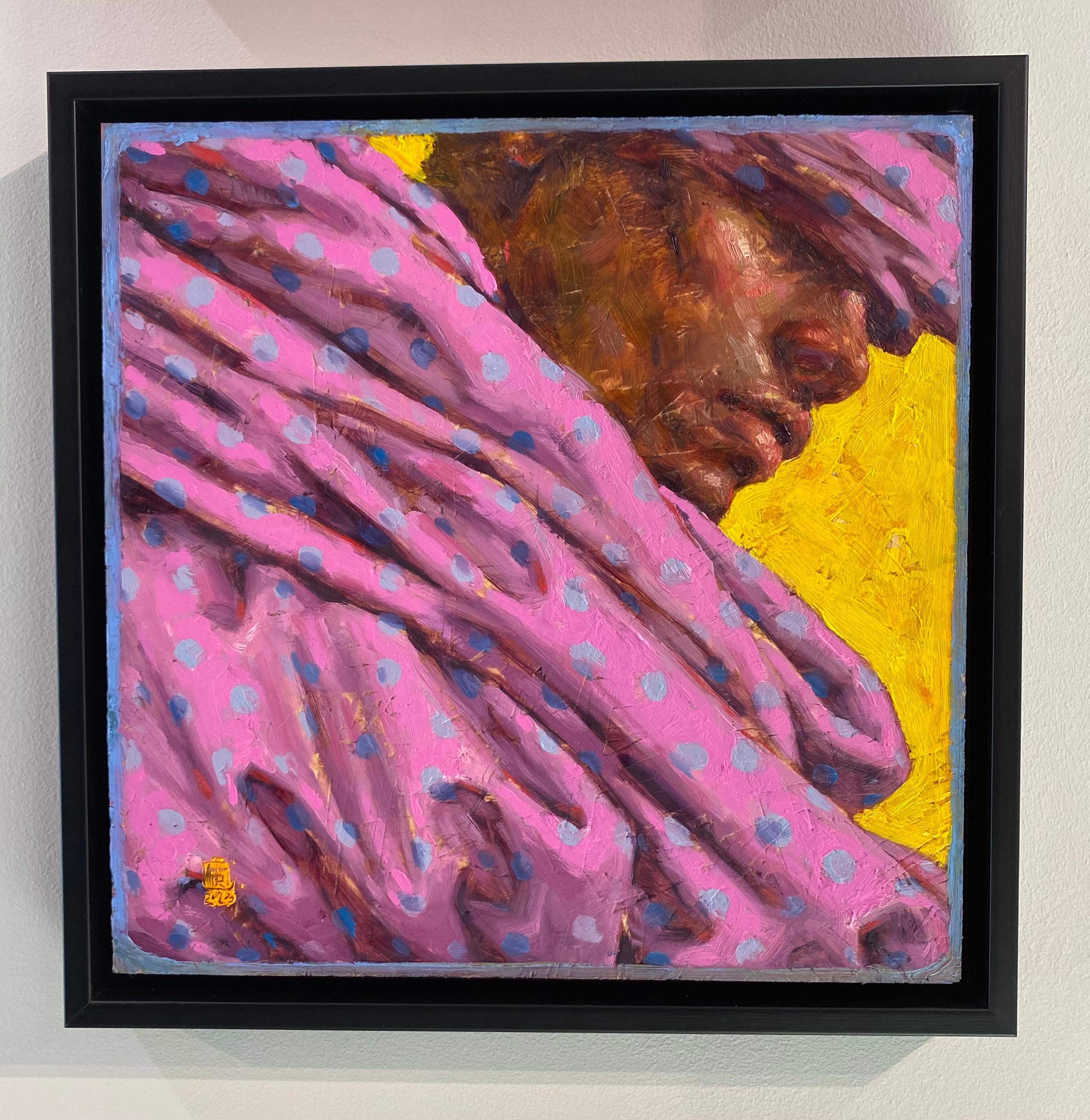 Nascosto nei puntini Ritratto contemporaneo di un uomo del XXI secolo - Painting di Tania Rivilis