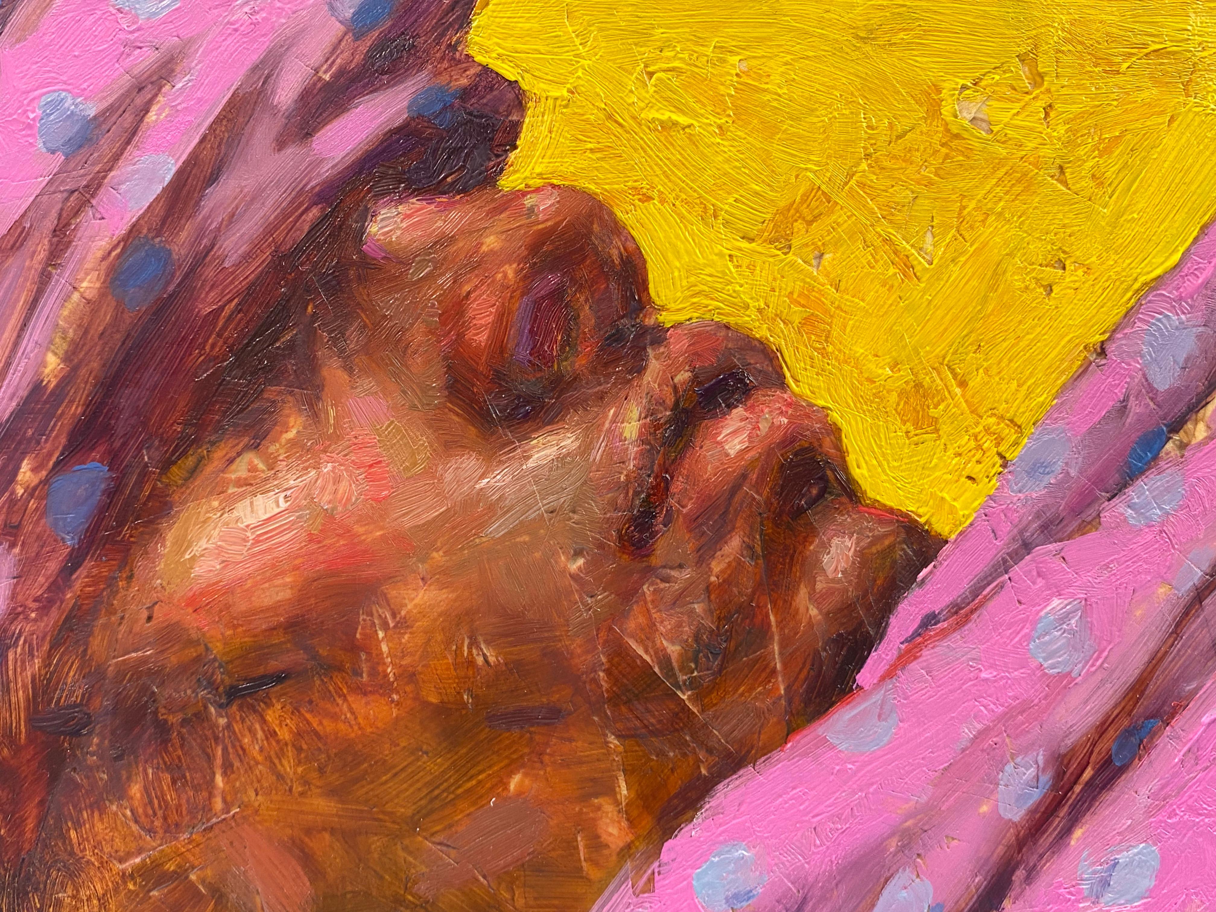 Nascosto nei puntini Ritratto contemporaneo di un uomo del XXI secolo - Painting Contemporaneo di Tania Rivilis
