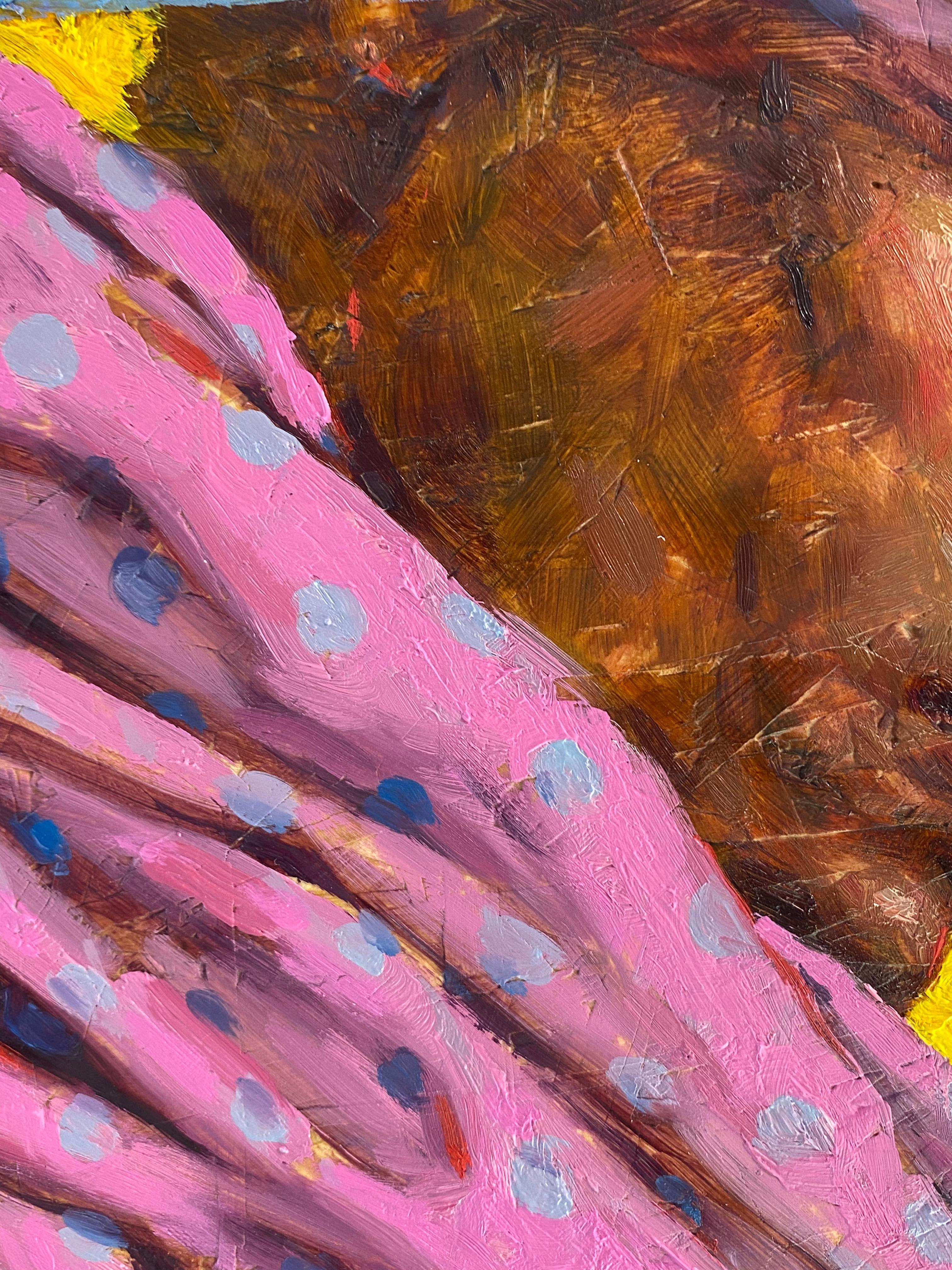 Nascosto nei puntini Ritratto contemporaneo di un uomo del XXI secolo - Portrait Painting Viola di Tania Rivilis