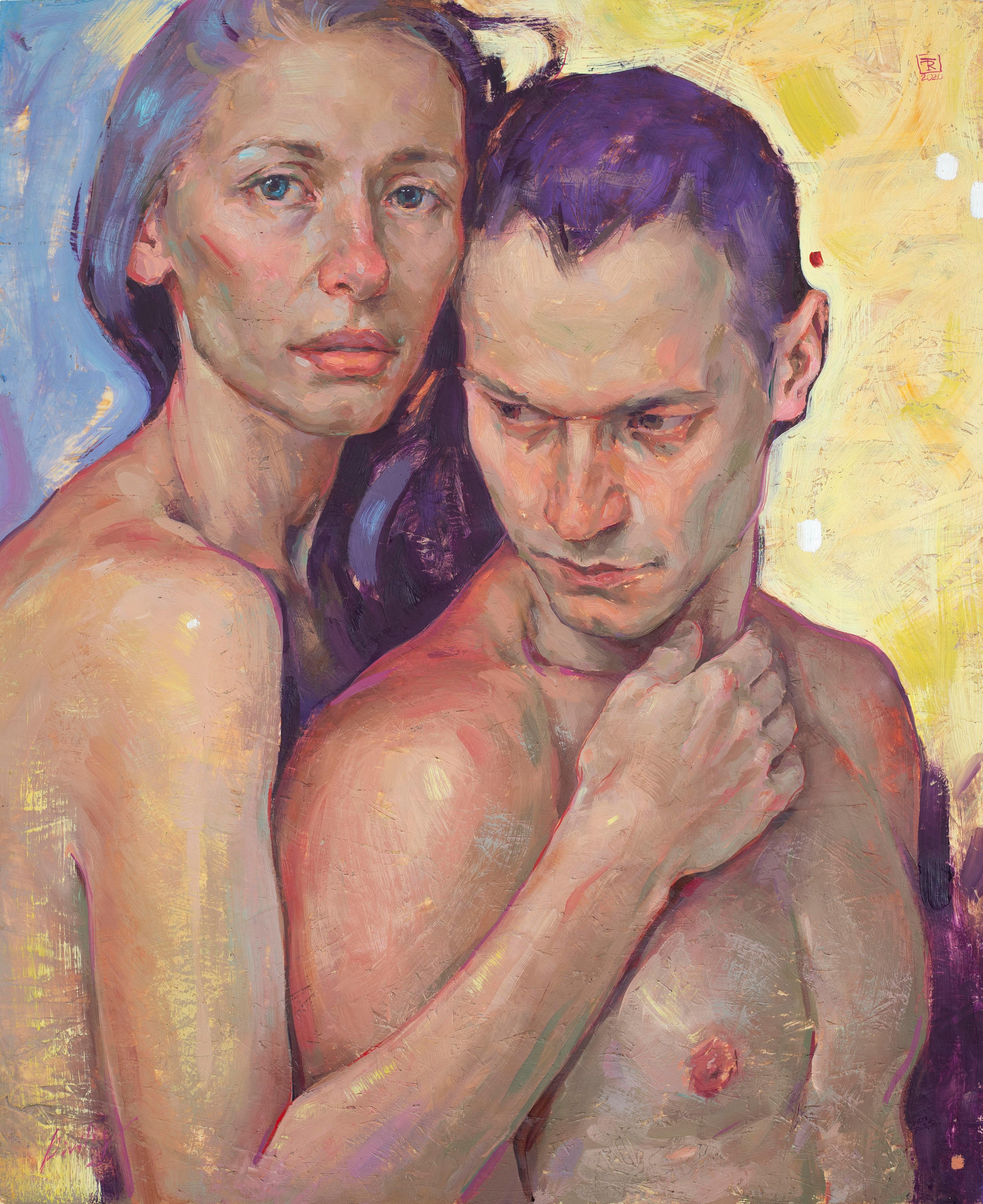 Tania Rivilis Portrait Painting - How shall I hold on to my soul- 21st Century Contemporary Painting of a couple