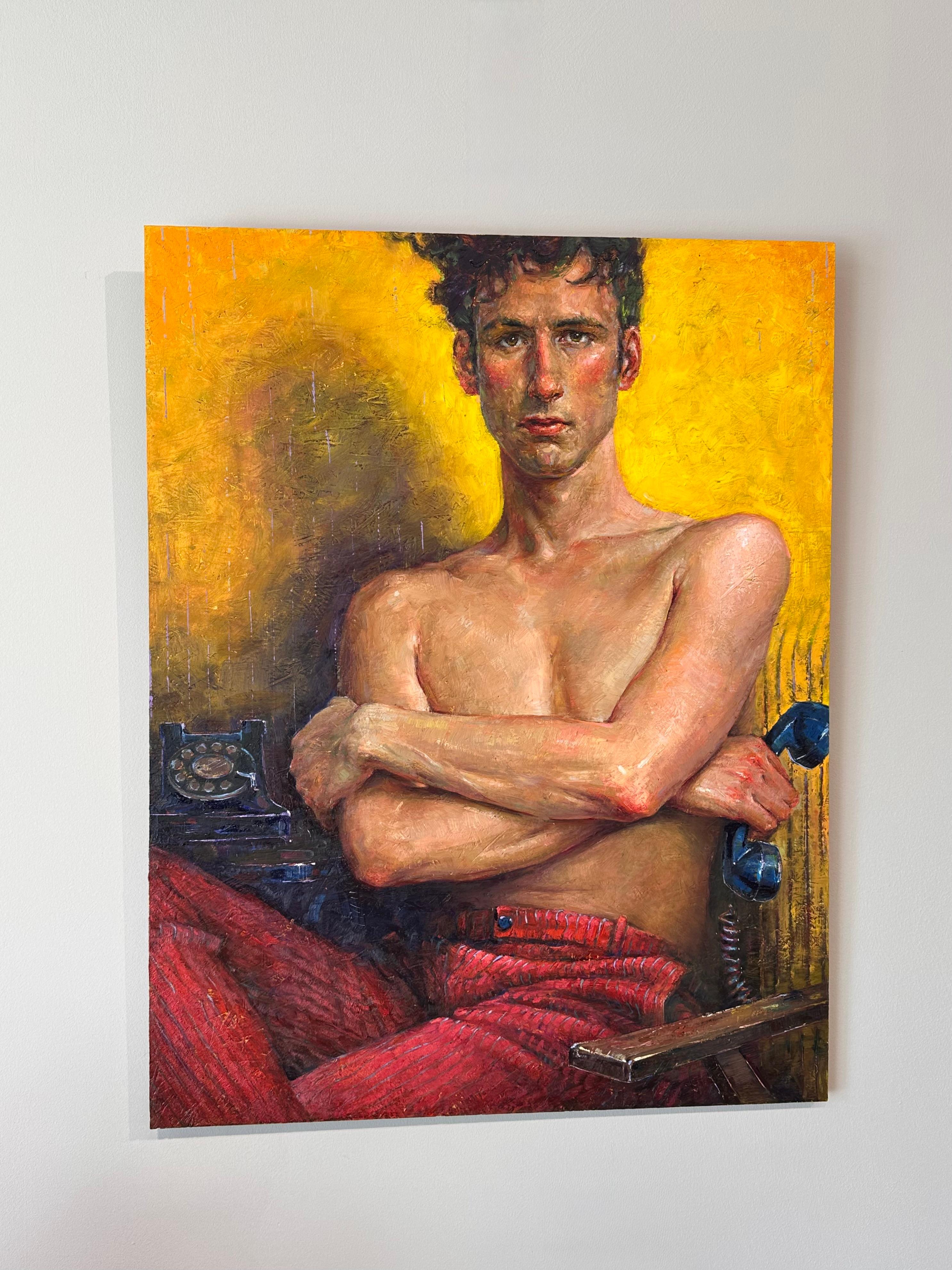 L'Antagoniste- Figura Contemporánea del Siglo XXI  Pintura de un hombre con el pecho desnudo - Painting de Tania Rivilis