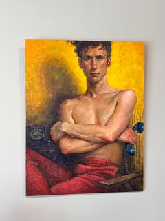 L'Antagoniste- 21st Century Contemporary Figure  Painting of a Bare Chest Man
