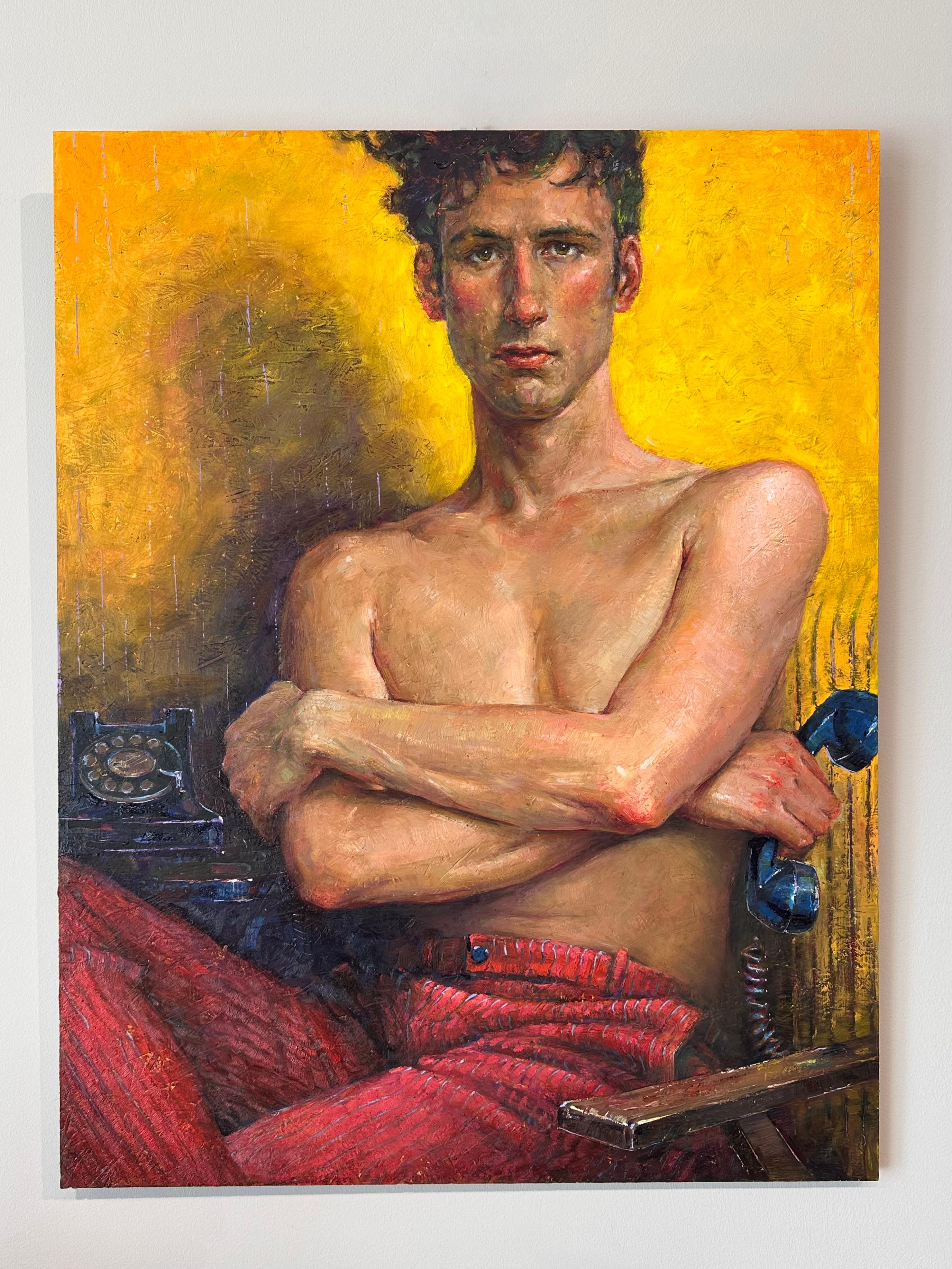 L'Antagoniste- Figura Contemporánea del Siglo XXI  Pintura de un hombre con el pecho desnudo - Painting Contemporáneo de Tania Rivilis
