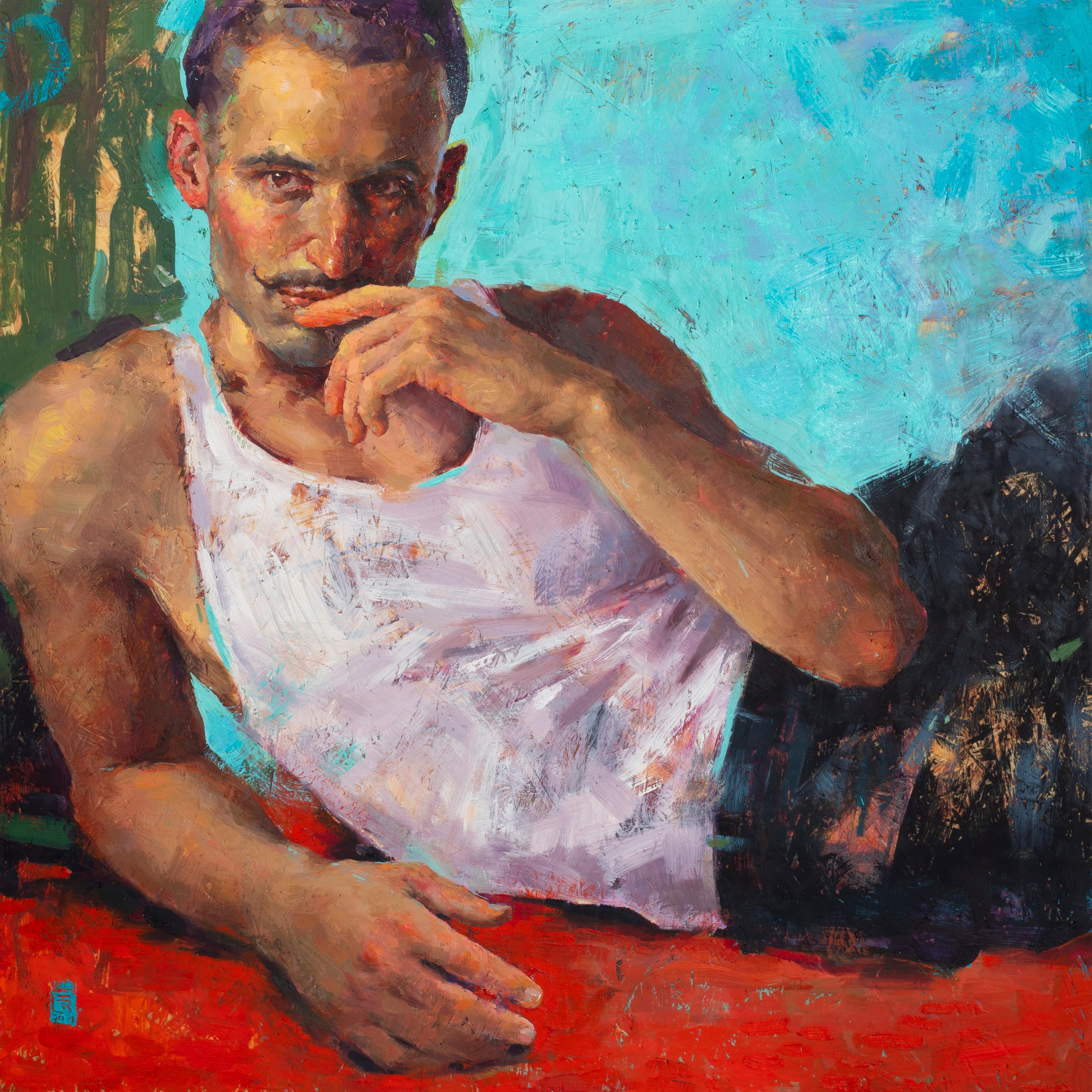 Tania Rivilis Figurative Painting - Laurent- 21st Century Contemporary Portrait Painting of a young man