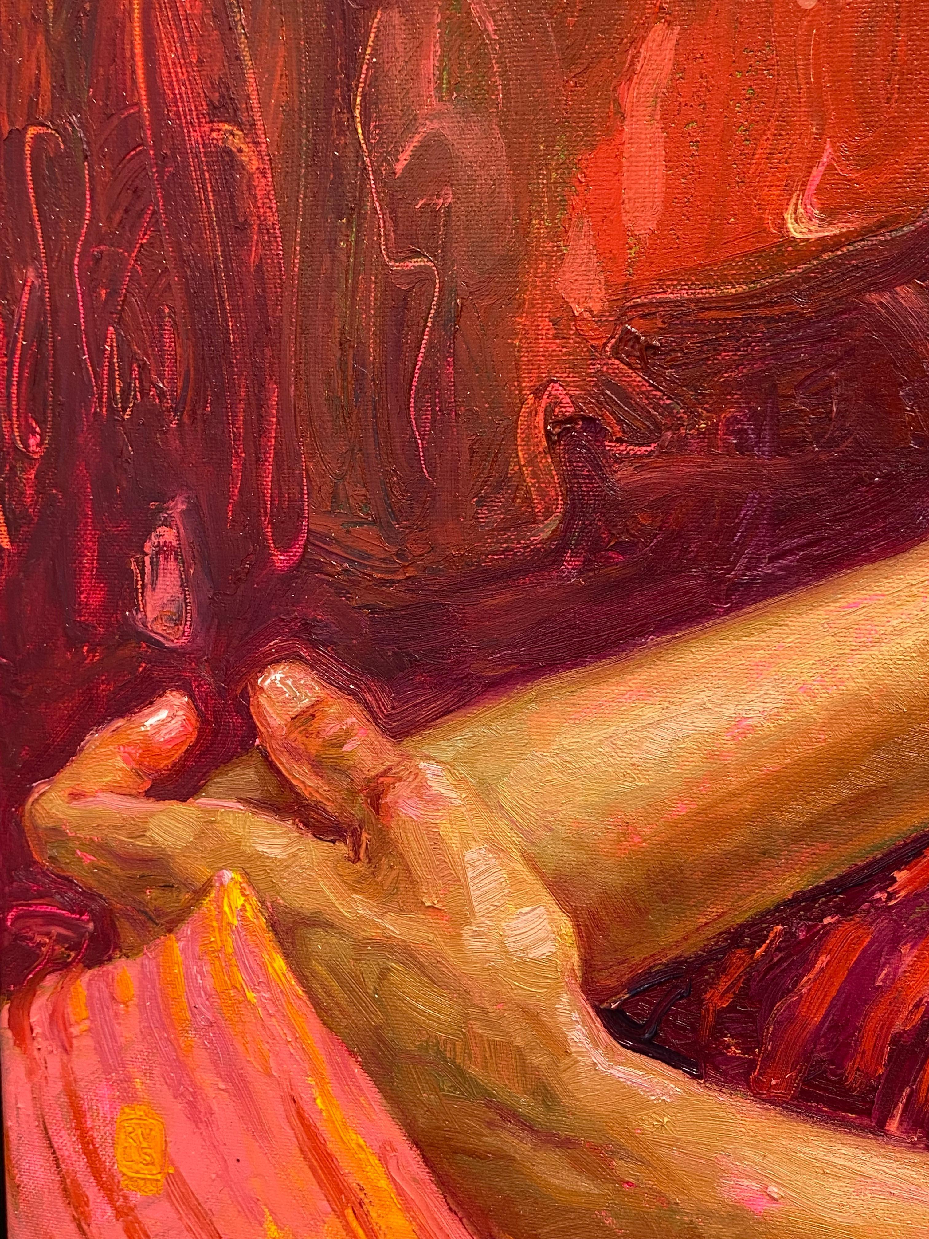 Terciopelo rojo - Retrato contemporáneo del siglo XXI en venta 5