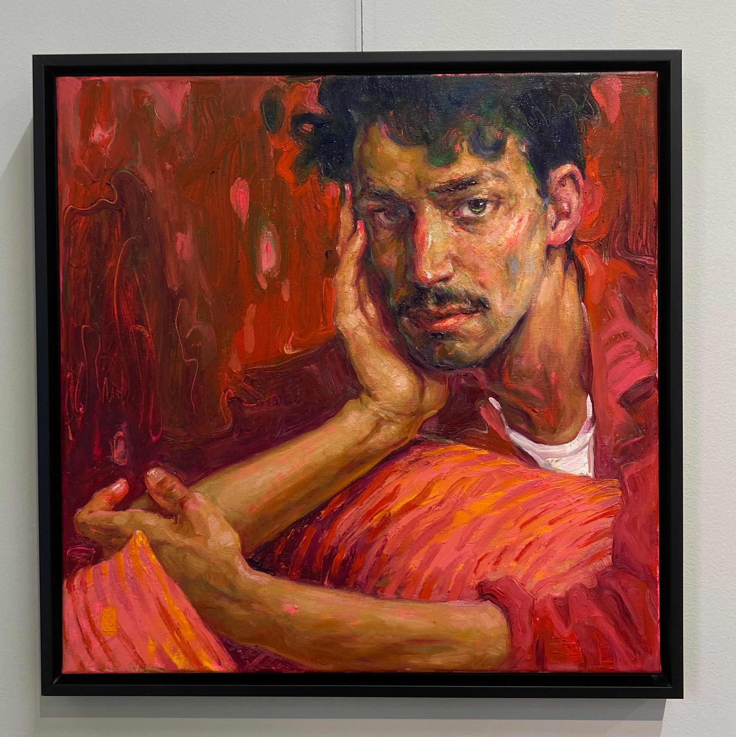Terciopelo rojo - Retrato contemporáneo del siglo XXI - Painting de Tania Rivilis