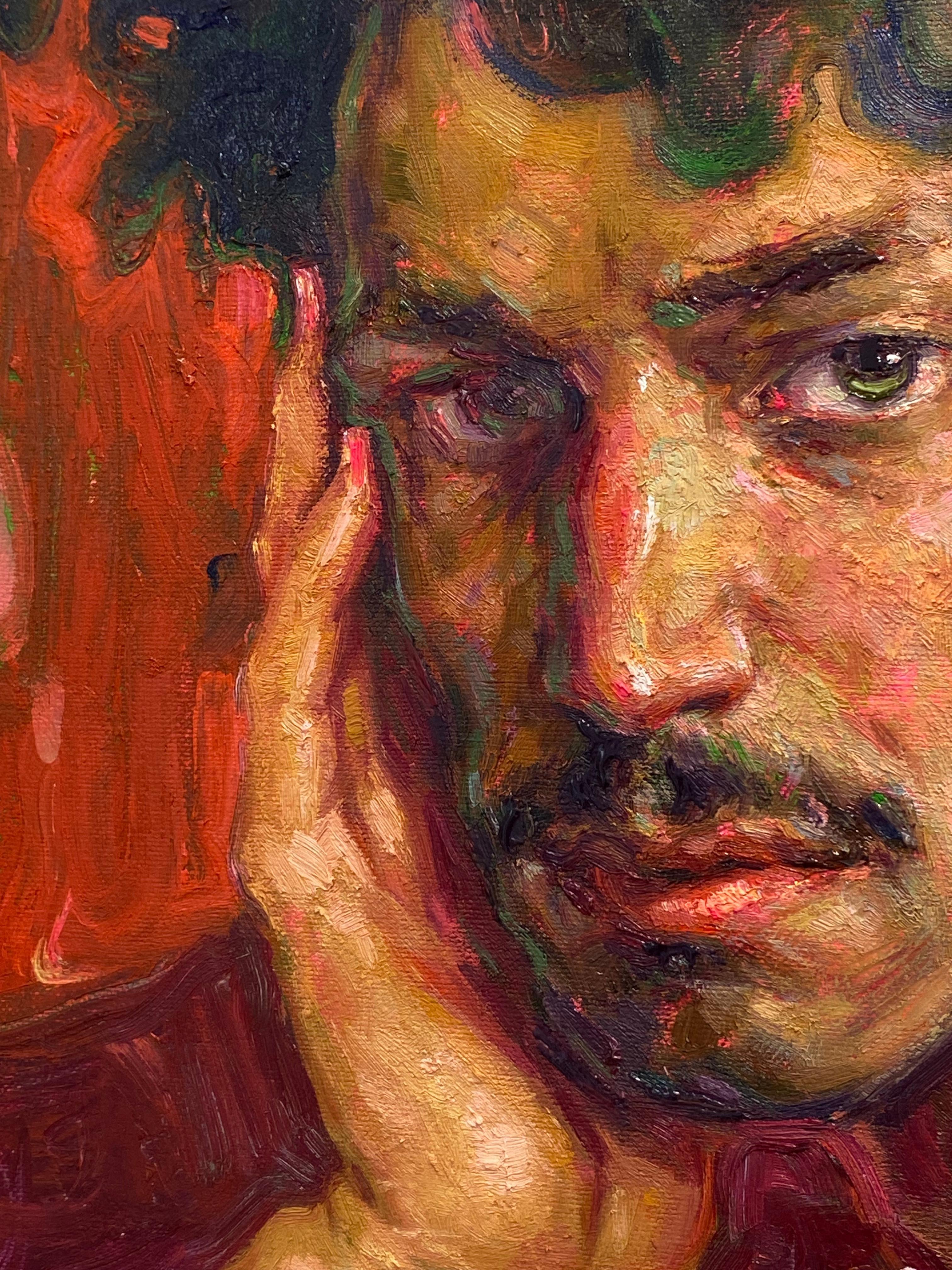 Terciopelo rojo - Retrato contemporáneo del siglo XXI - Painting Contemporáneo de Tania Rivilis